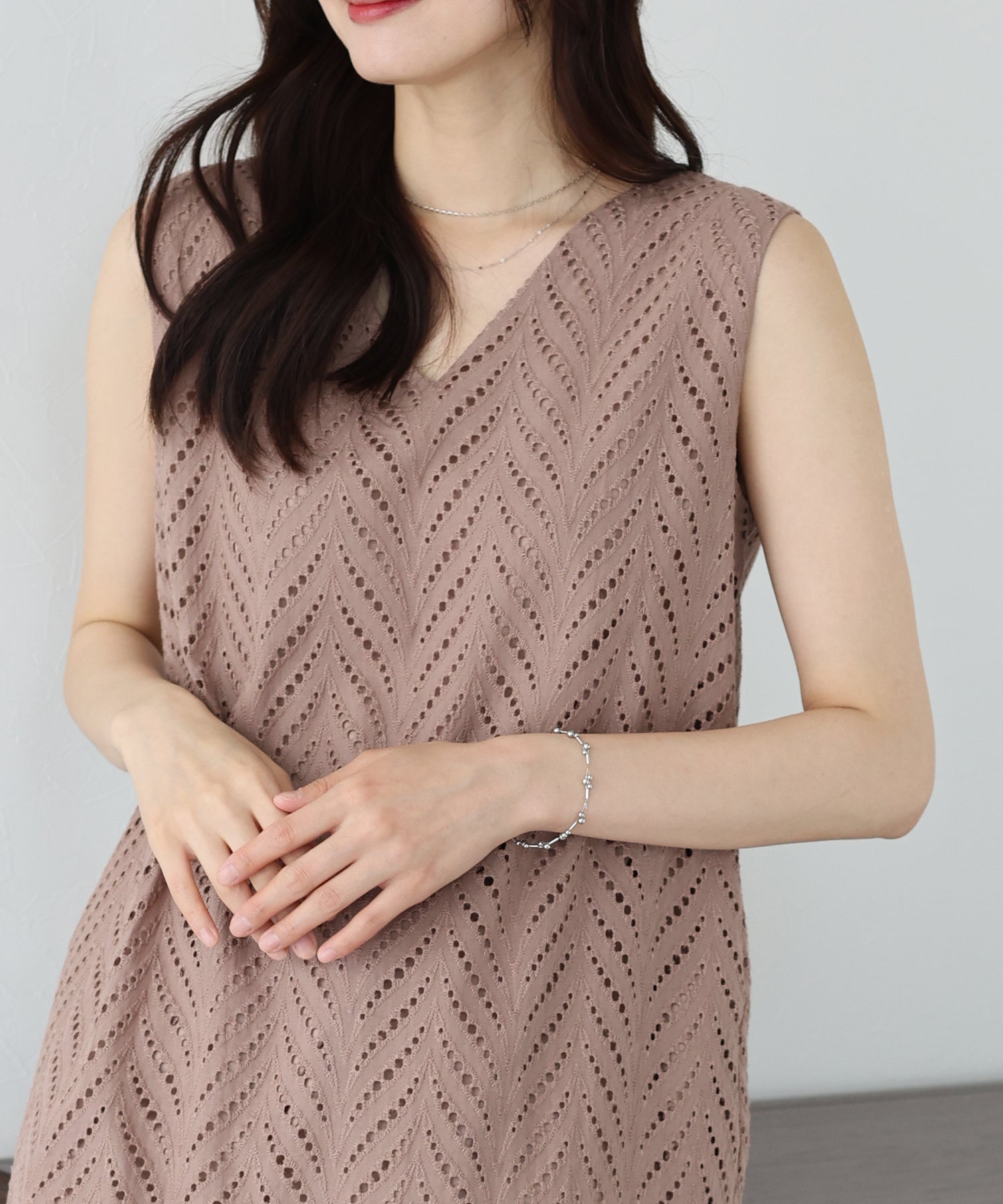 【SALE】コットンレースティアードワンピース