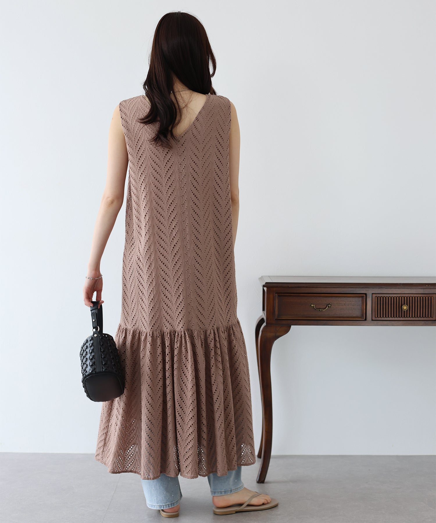 【SALE】コットンレースティアードワンピース