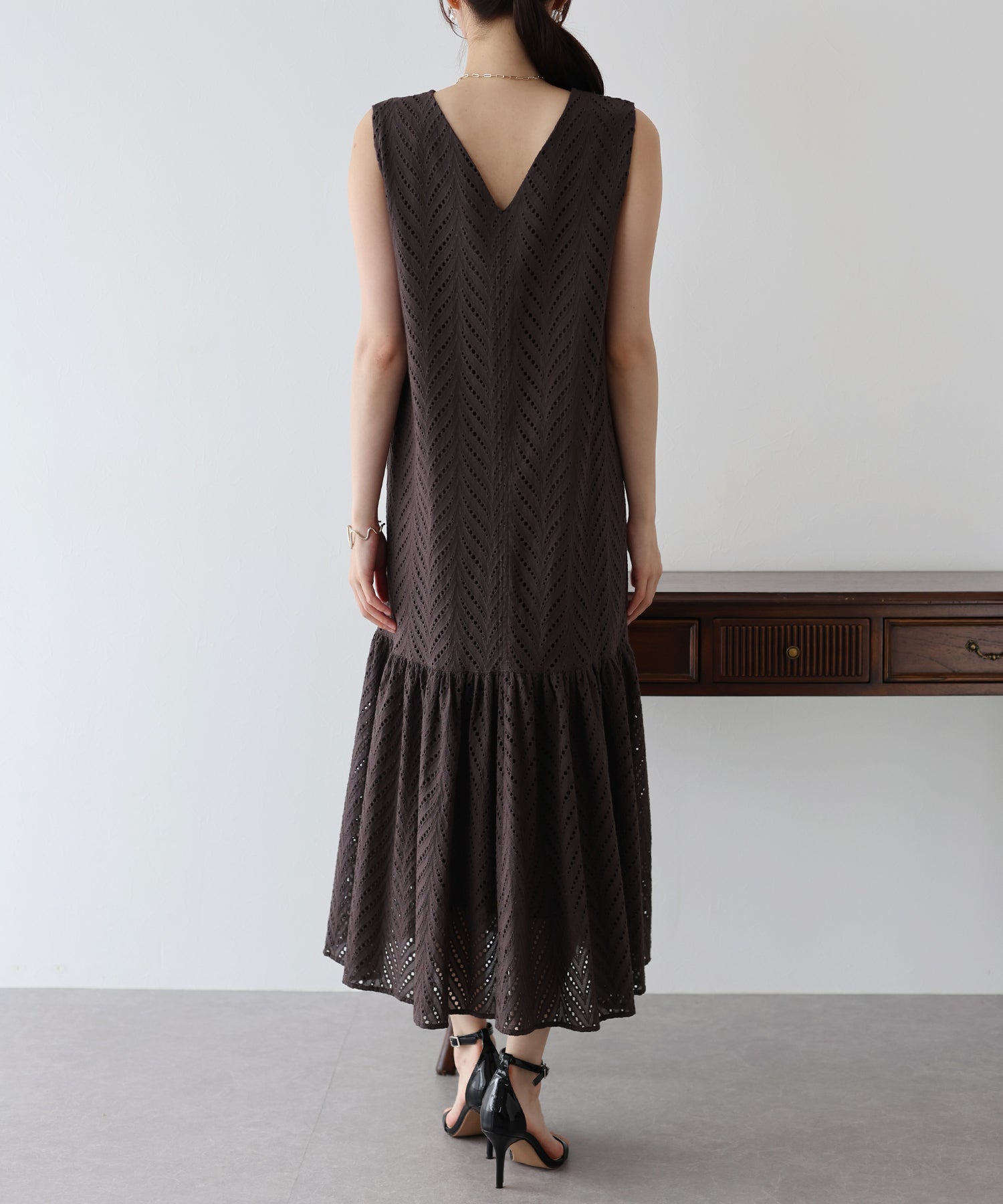 【SALE】コットンレースティアードワンピース