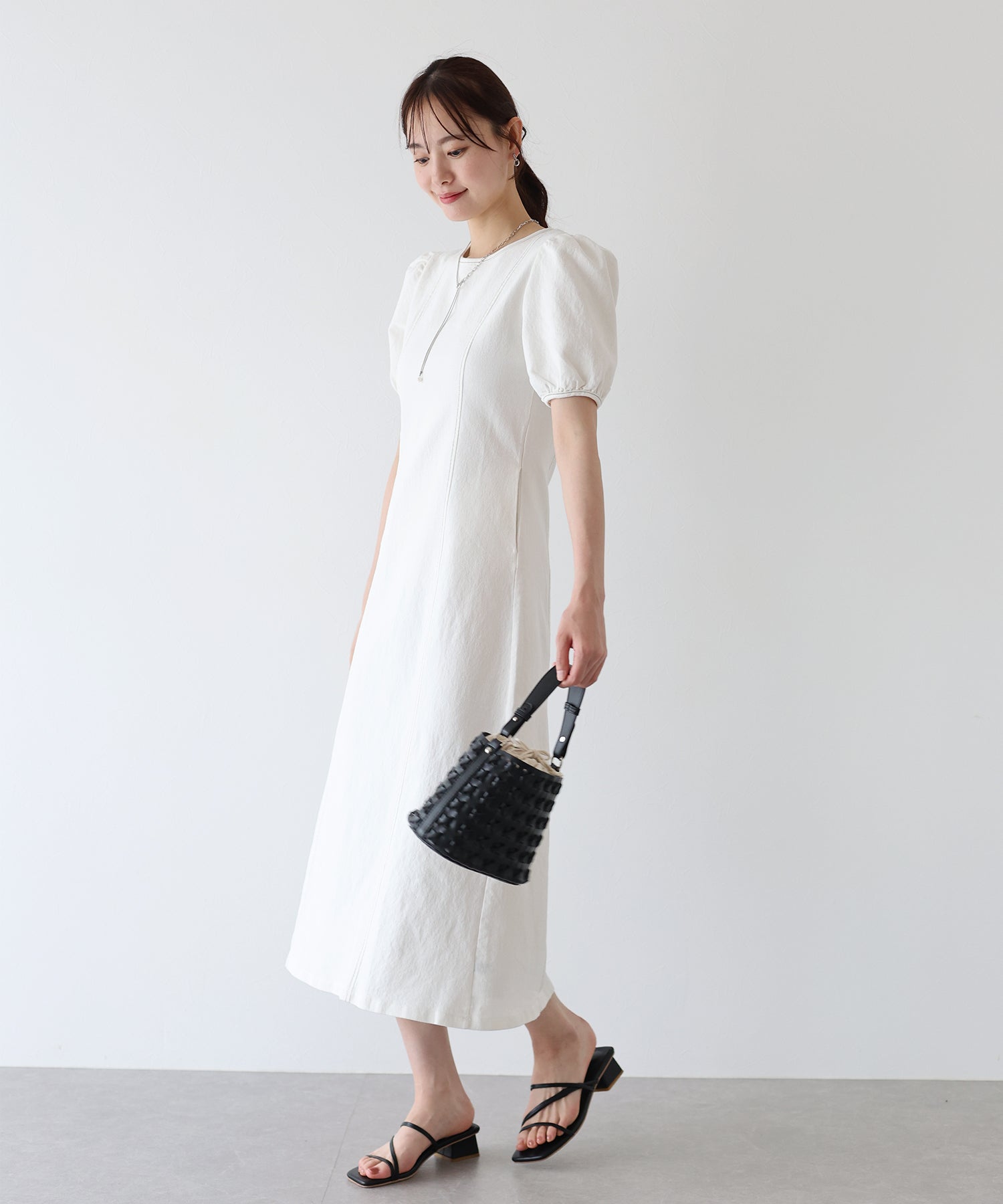 ステッチデニムワンピース