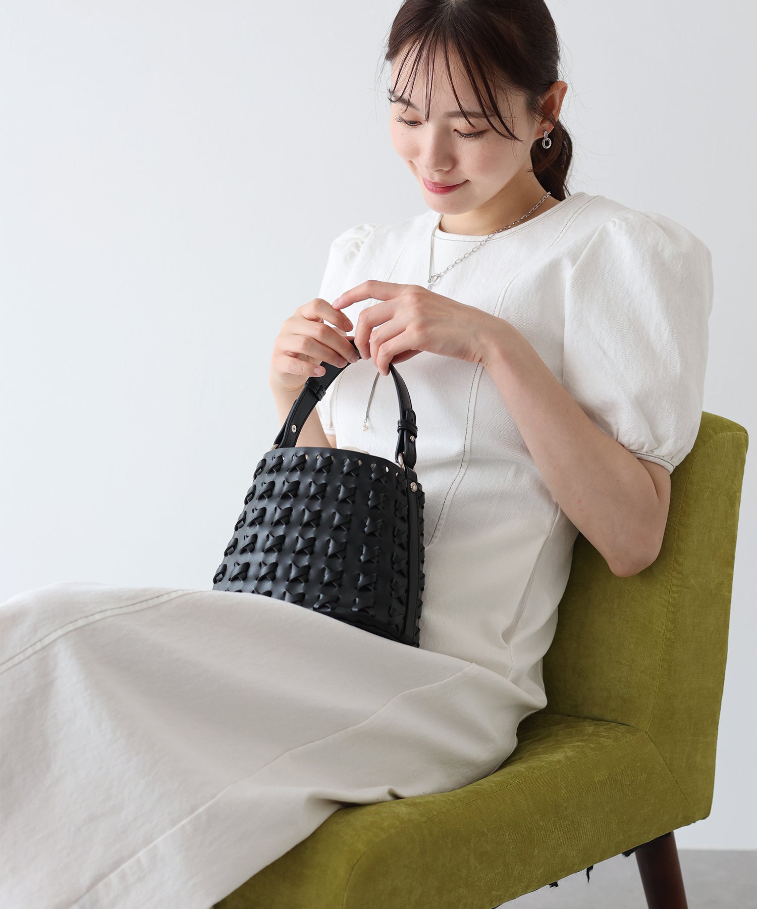 ステッチデニムワンピース