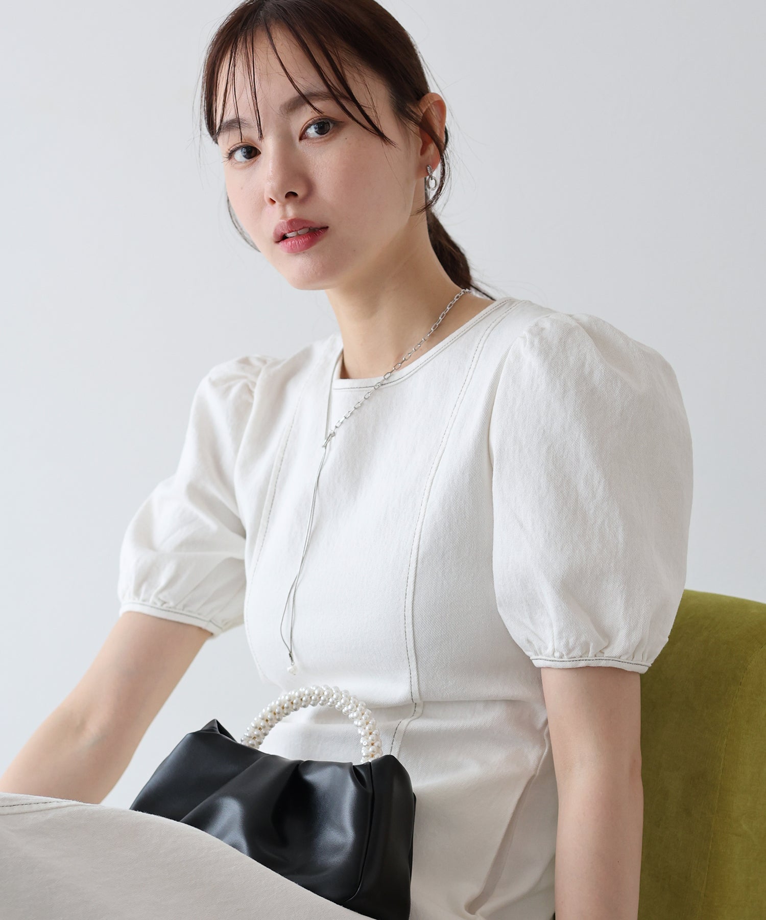 ステッチデニムワンピース