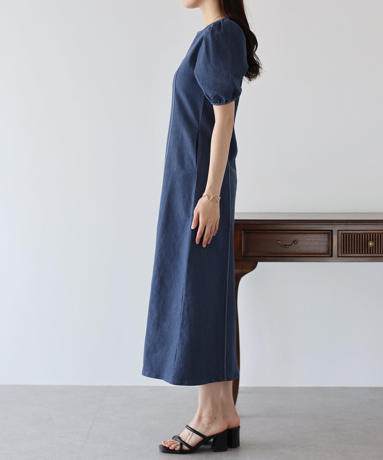 ステッチデニムワンピース