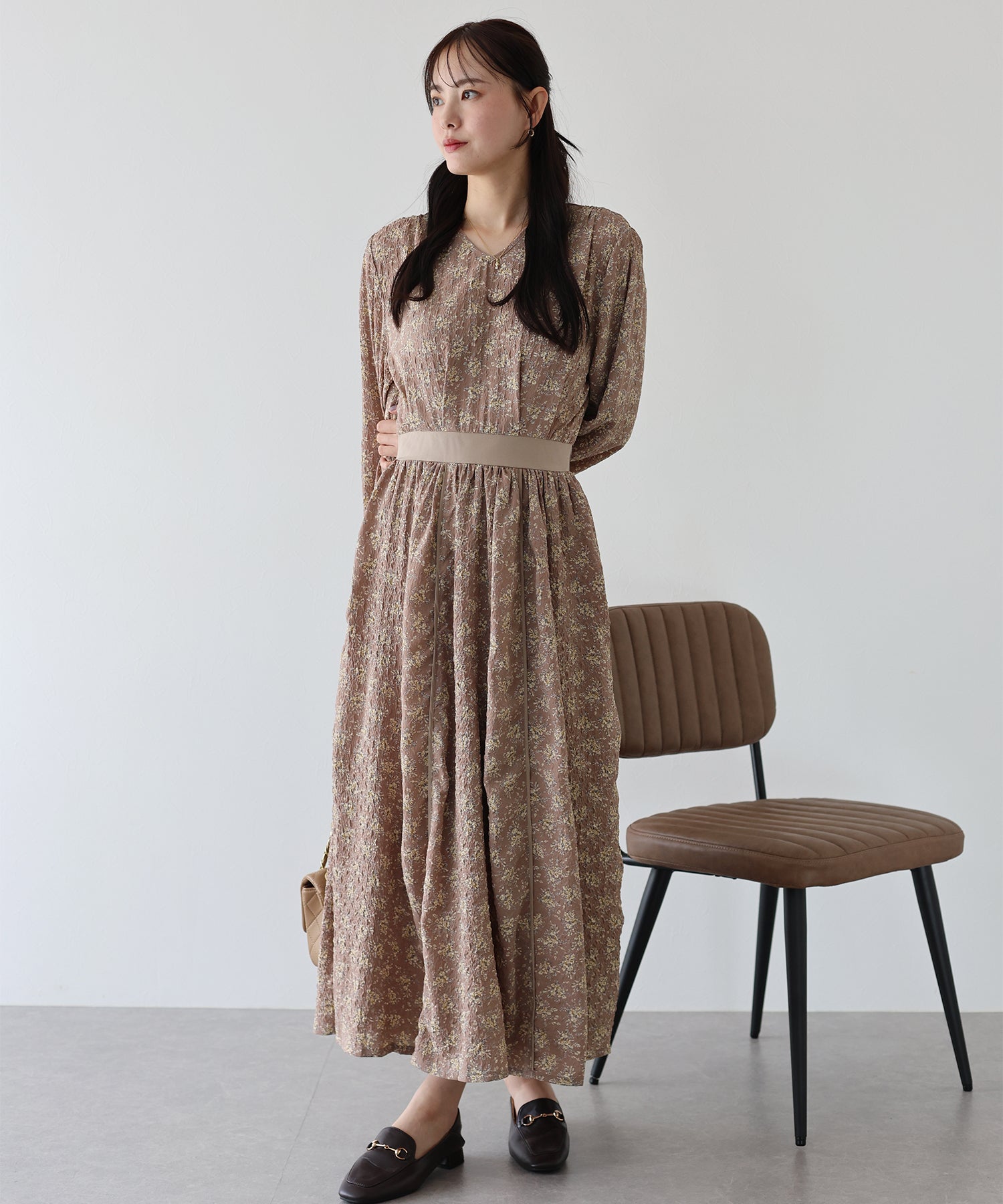 【SALE】エンボスプリントワンピース