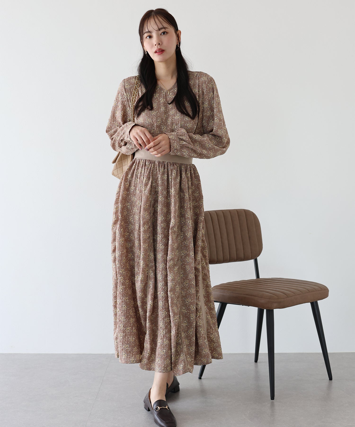 【SALE】エンボスプリントワンピース