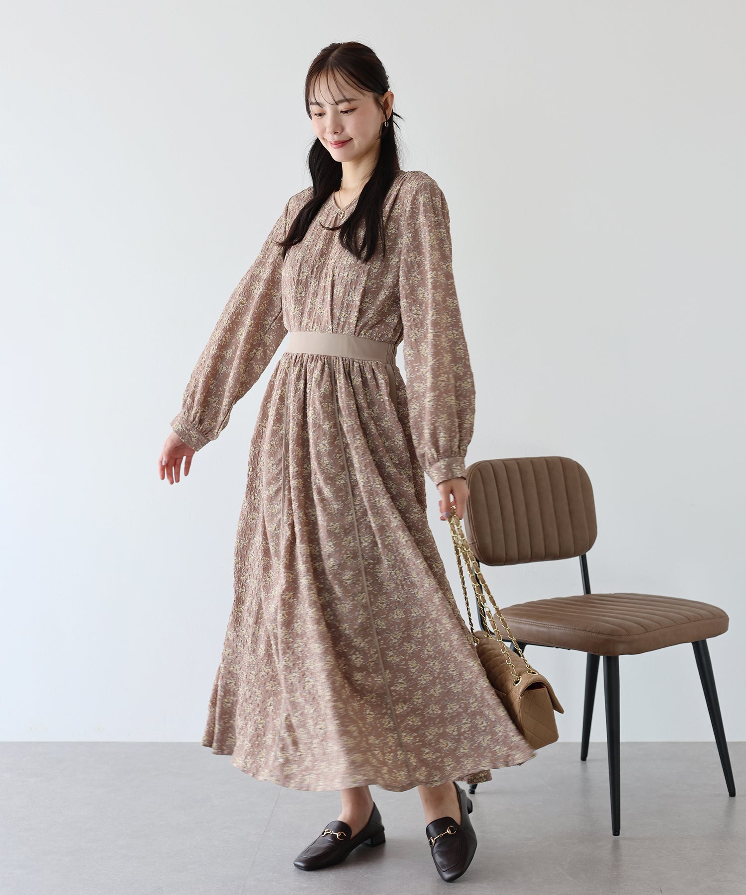 【SALE】エンボスプリントワンピース