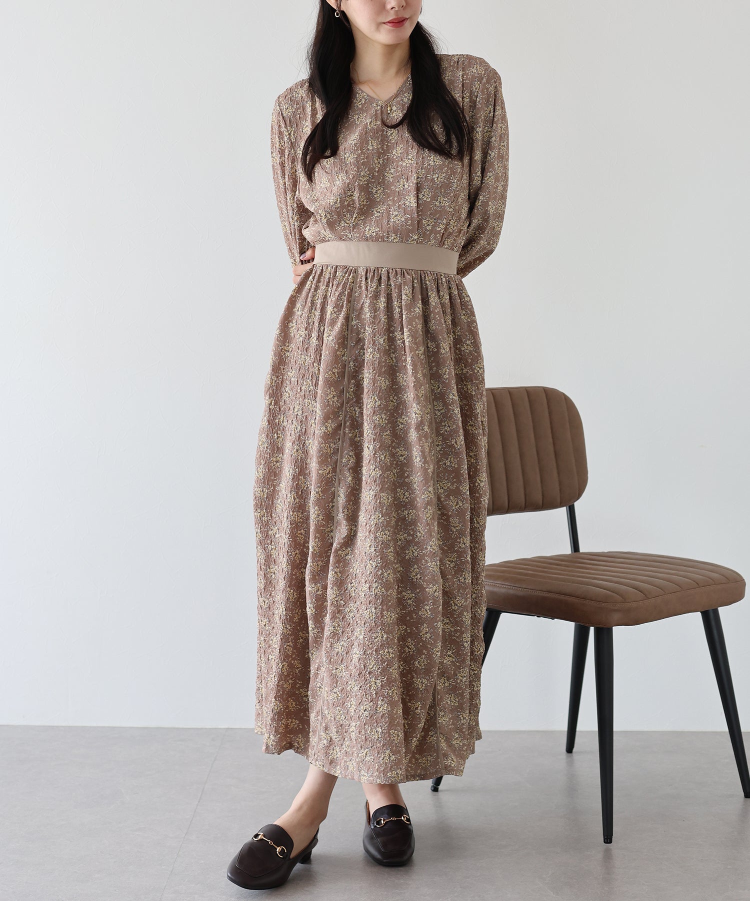 【SALE】エンボスプリントワンピース