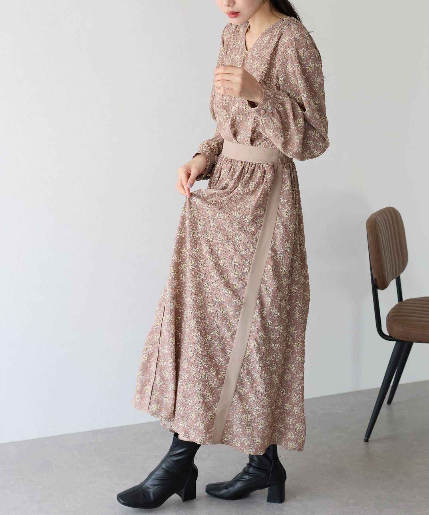 【SALE】エンボスプリントワンピース