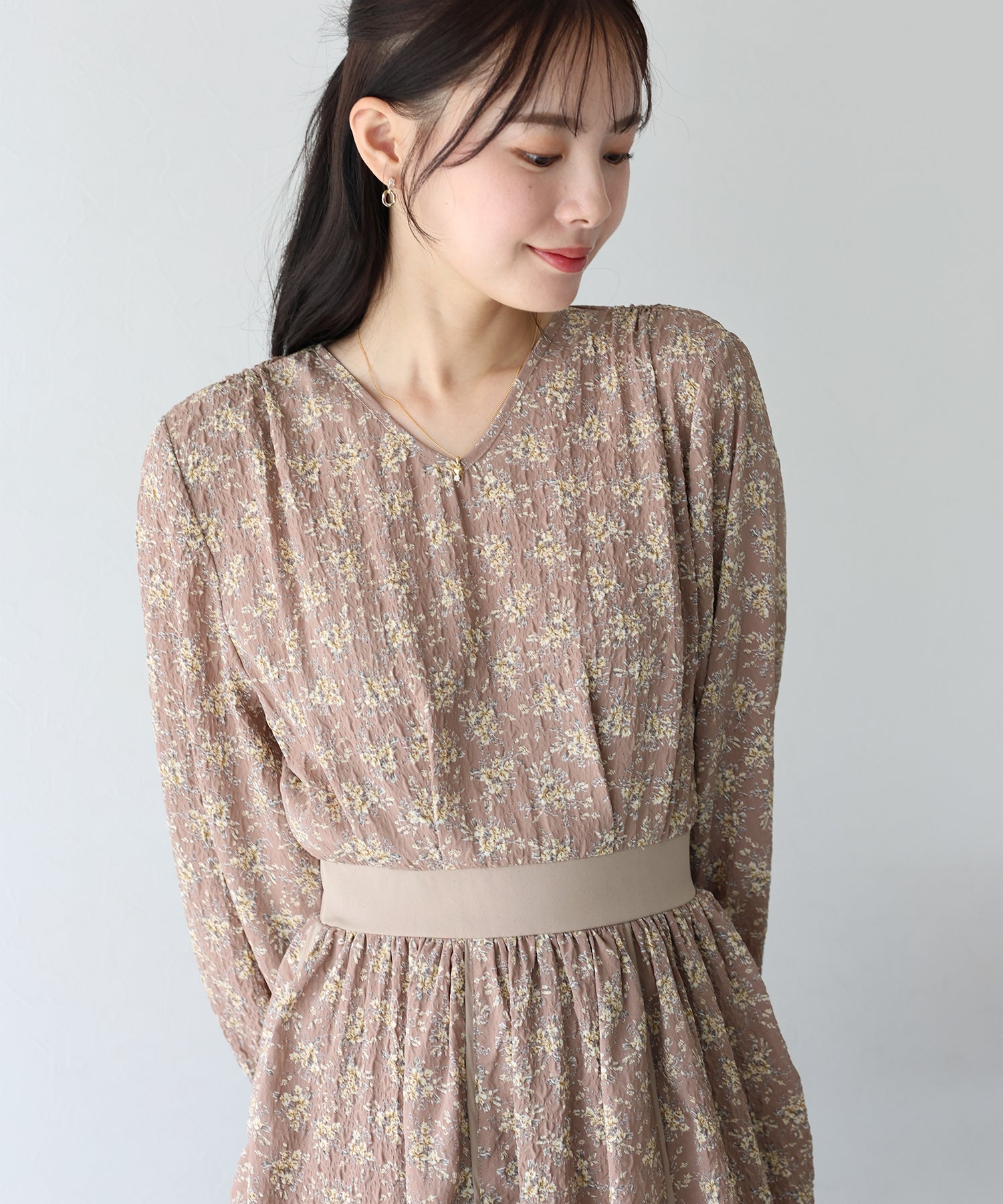 【SALE】エンボスプリントワンピース