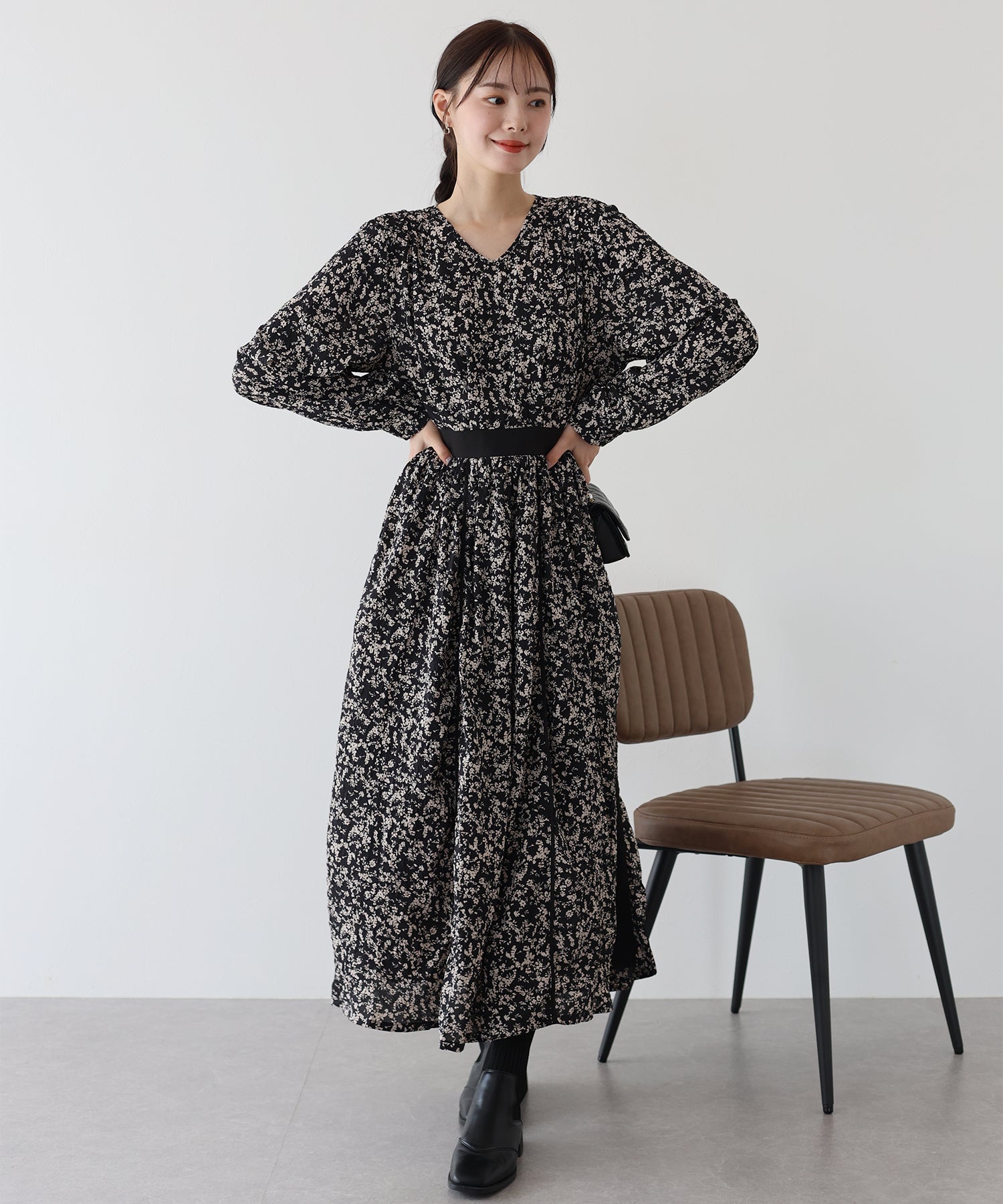 【SALE】エンボスプリントワンピース