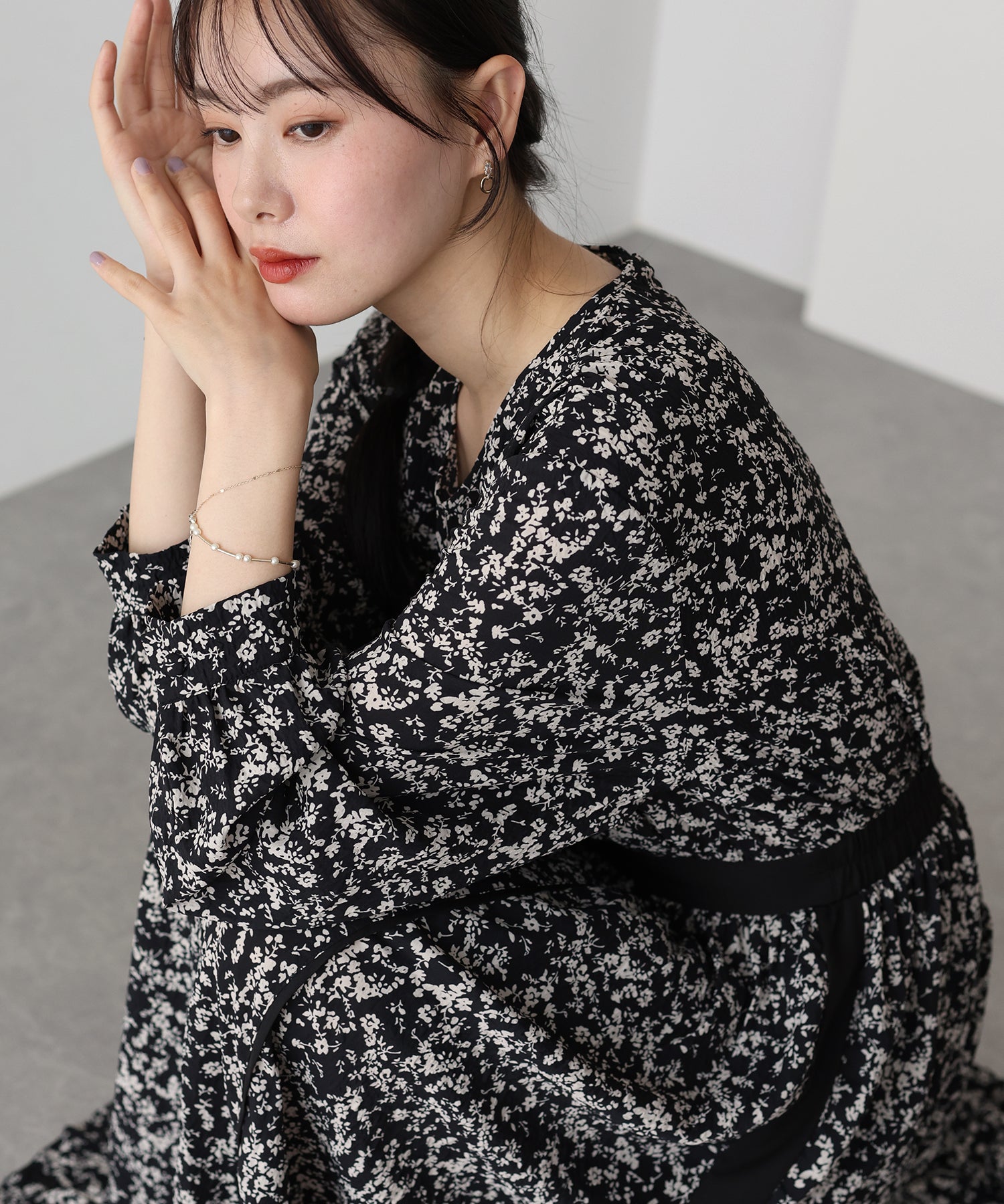 【SALE】エンボスプリントワンピース