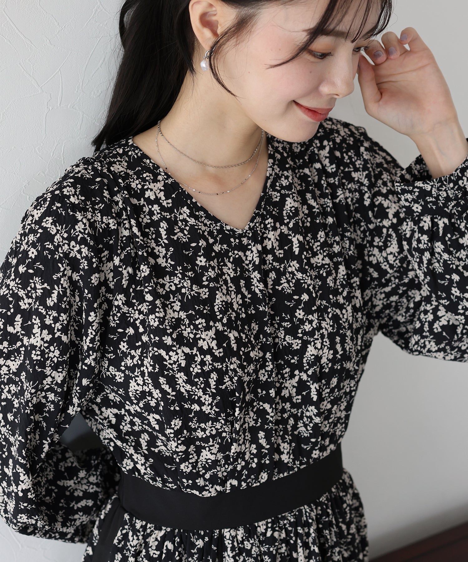 【SALE】エンボスプリントワンピース