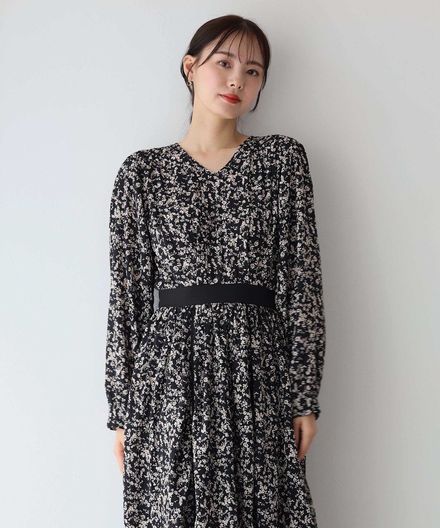 【SALE】エンボスプリントワンピース