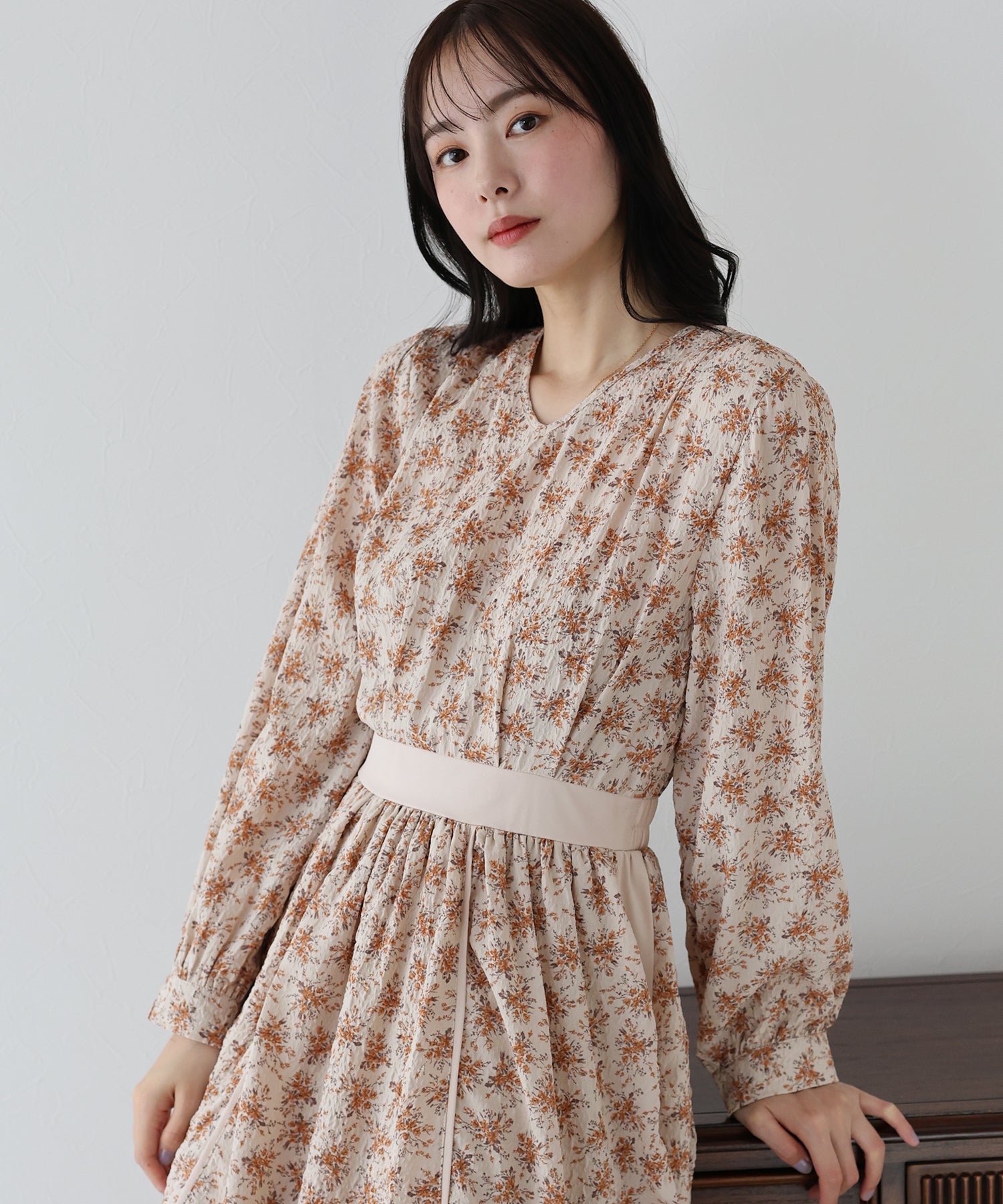 【SALE】エンボスプリントワンピース