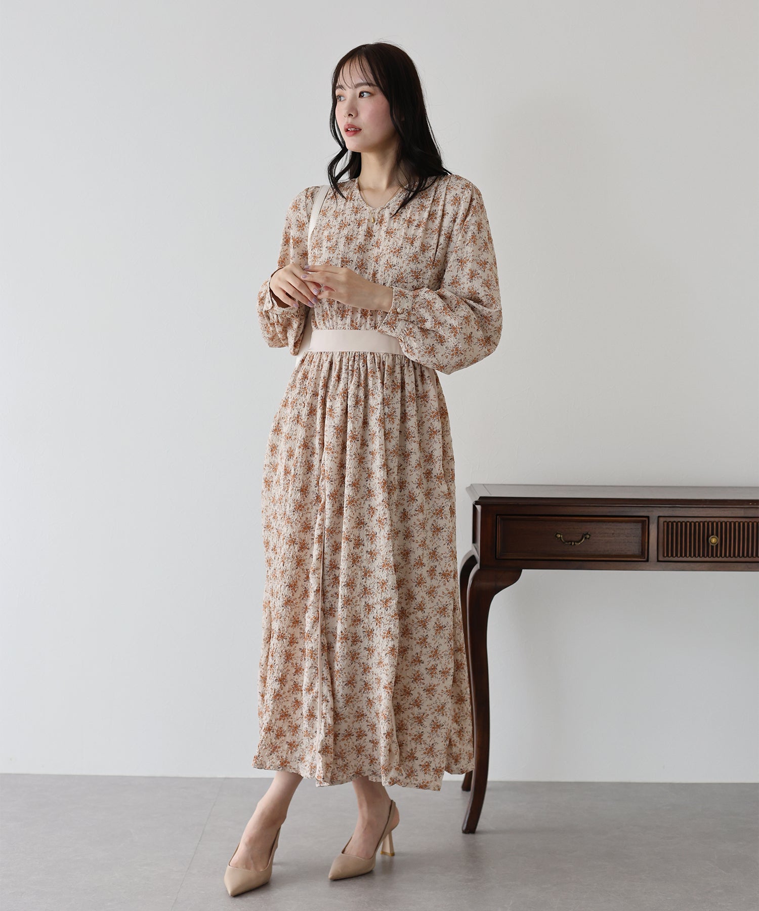 【SALE】エンボスプリントワンピース