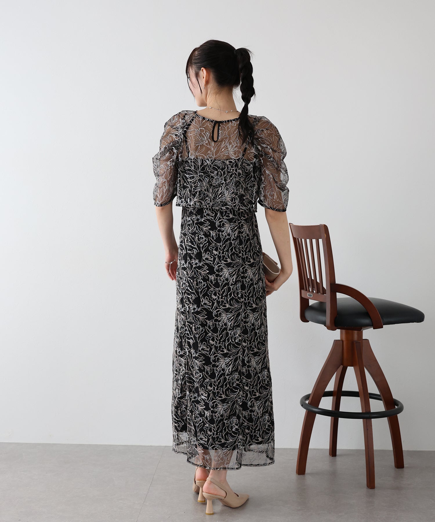 【TIME SALE】花柄刺繍レースセットドレス