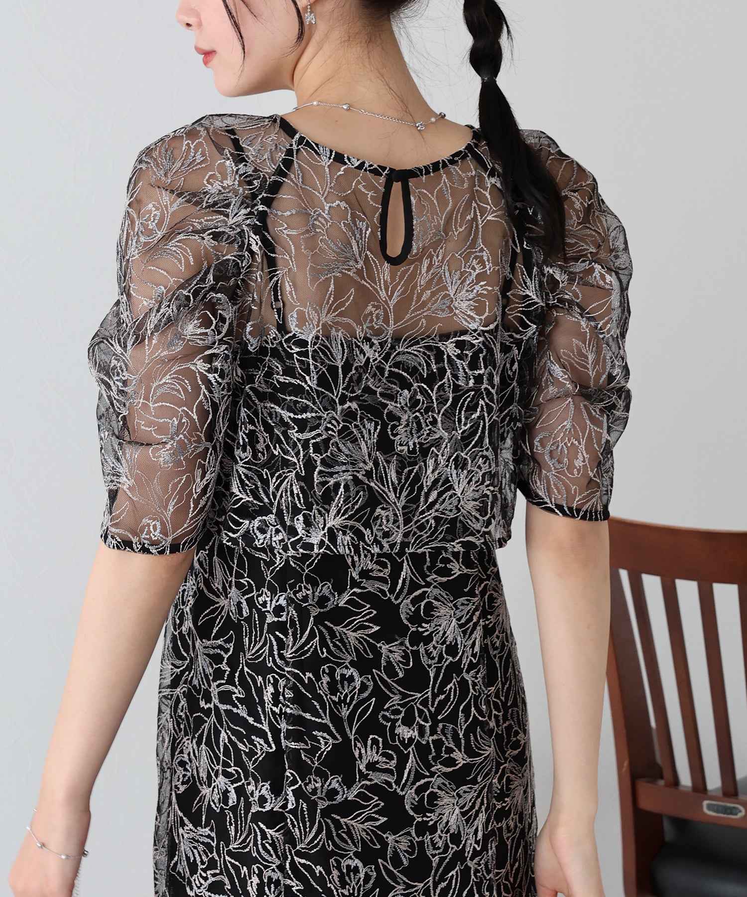 【TIME SALE】花柄刺繍レースセットドレス