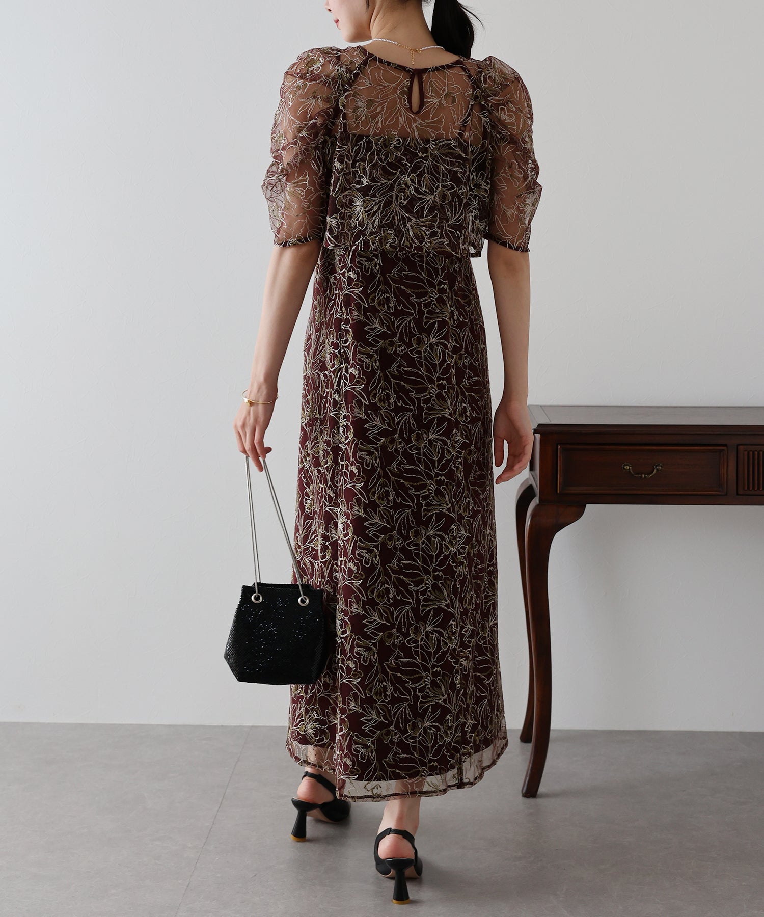 【TIME SALE】花柄刺繍レースセットドレス