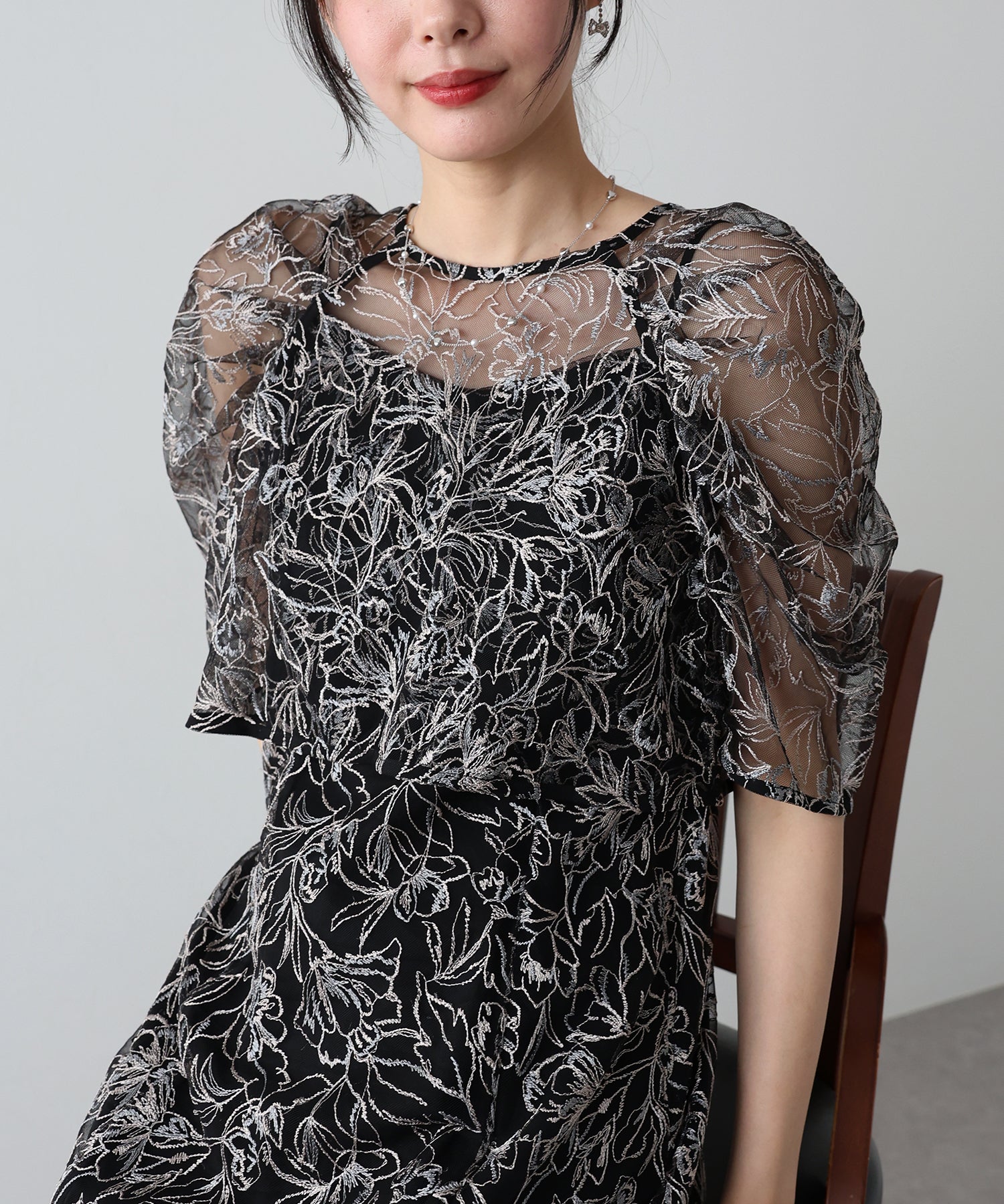 【TIME SALE】花柄刺繍レースセットドレス