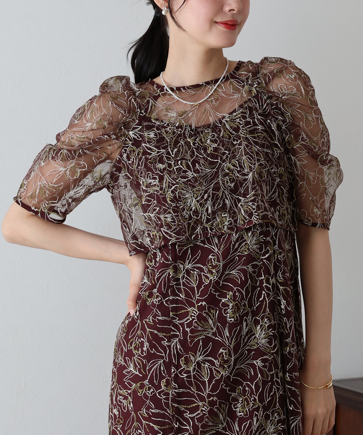 【TIME SALE】花柄刺繍レースセットドレス