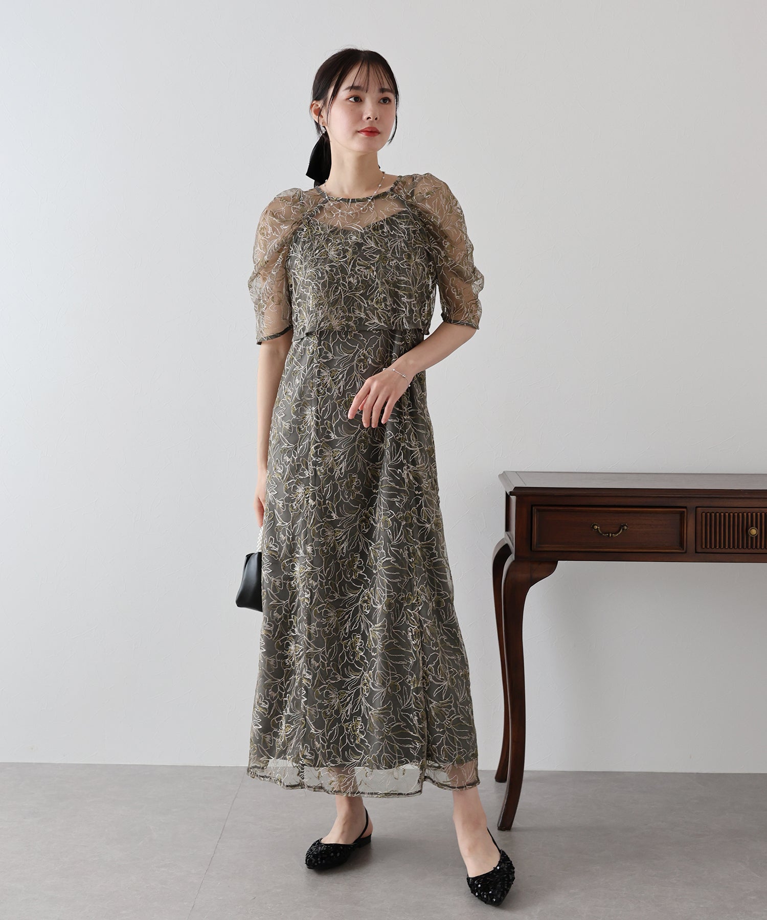 【TIME SALE】花柄刺繍レースセットドレス