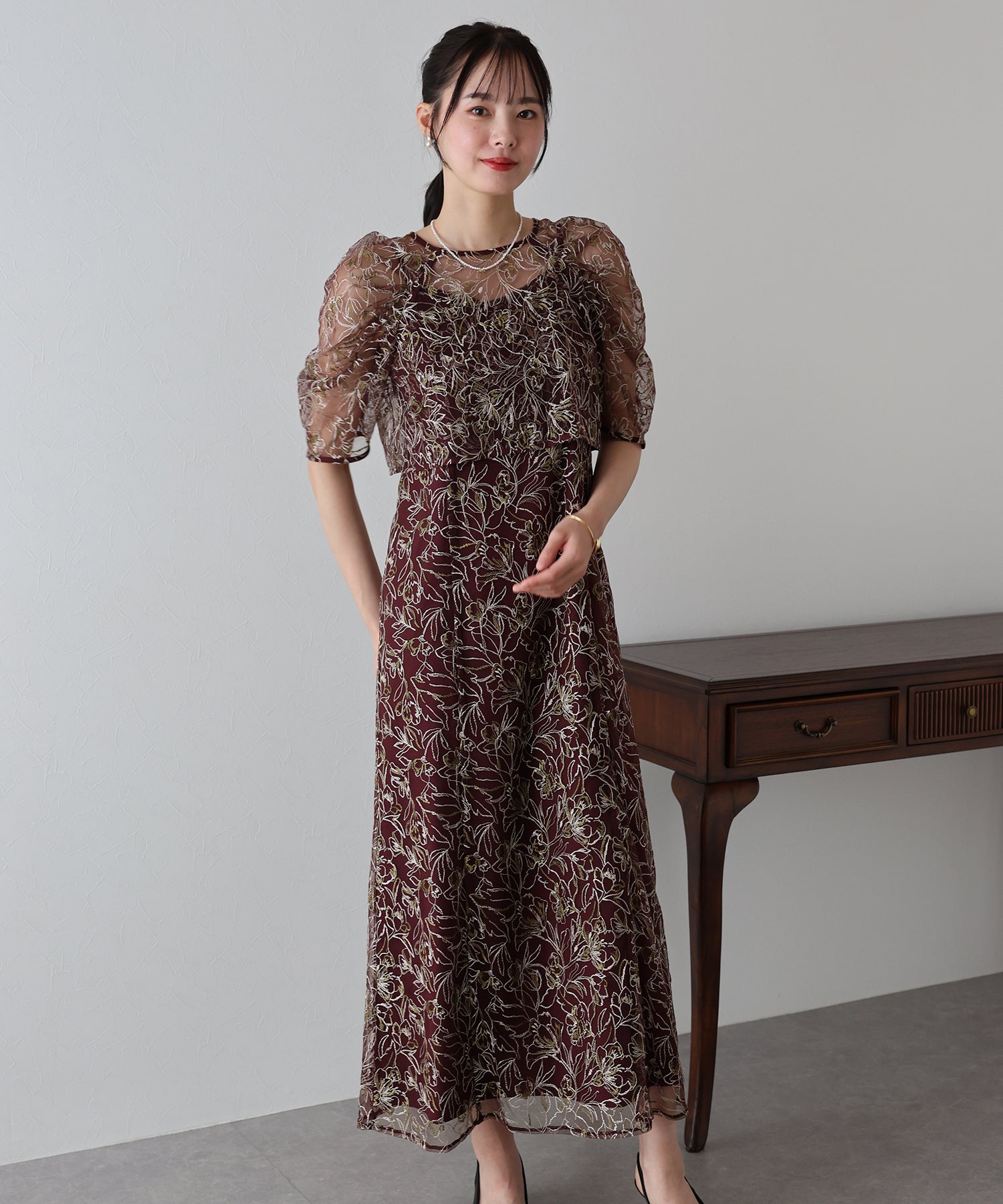 【TIME SALE】花柄刺繍レースセットドレス