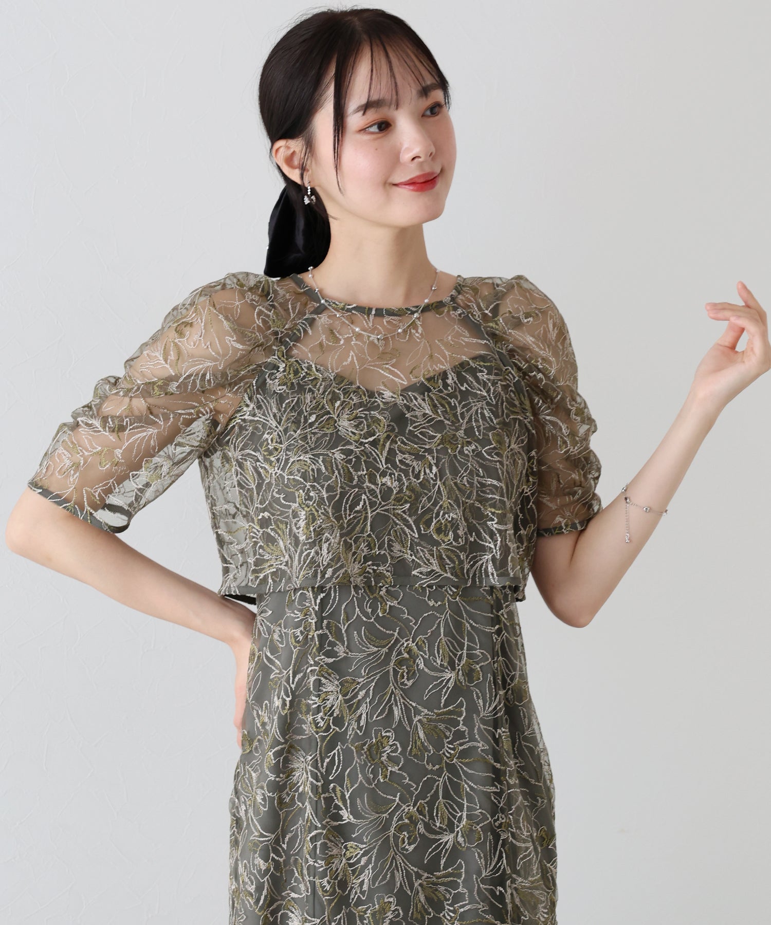 【TIME SALE】花柄刺繍レースセットドレス