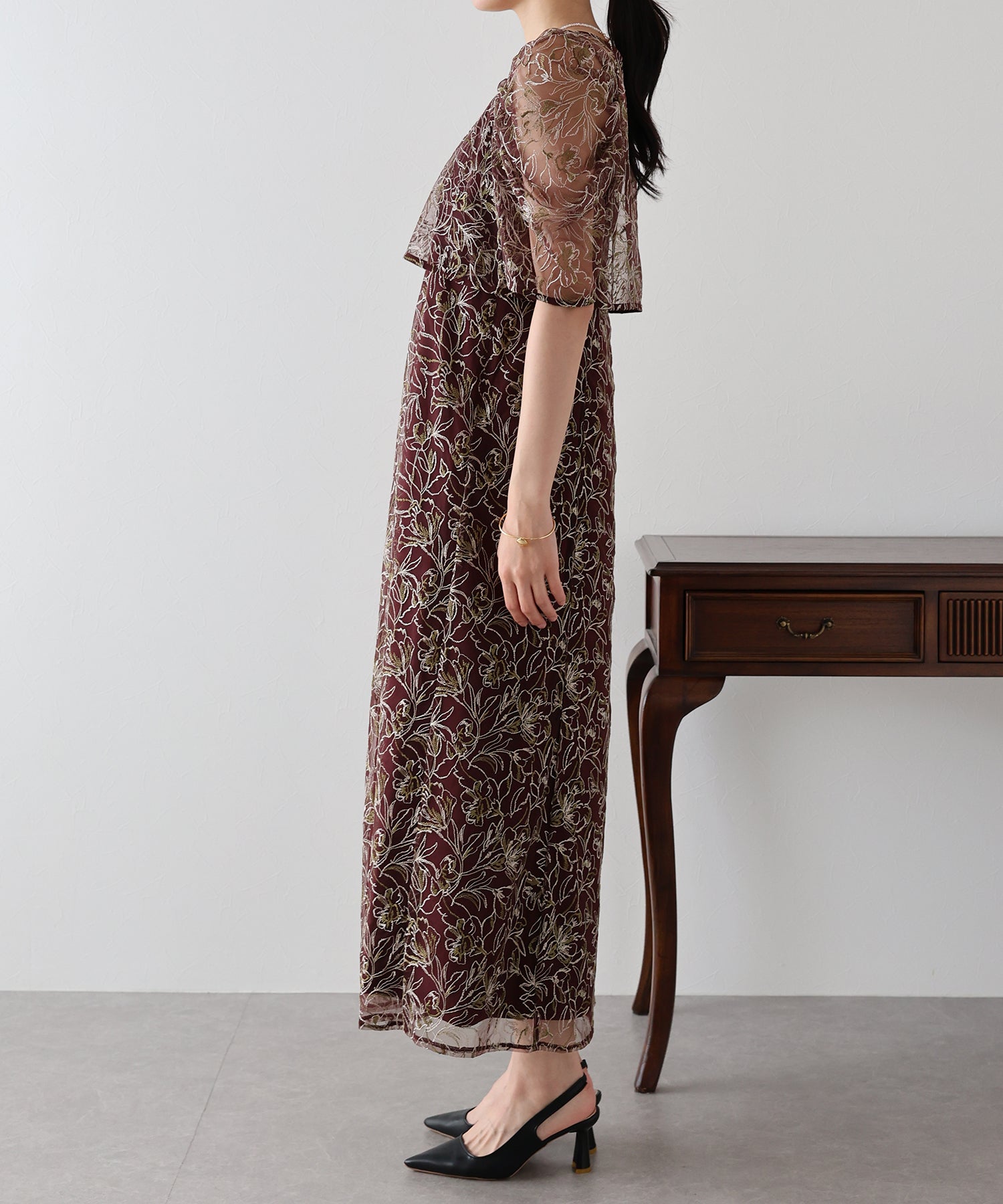 【TIME SALE】花柄刺繍レースセットドレス