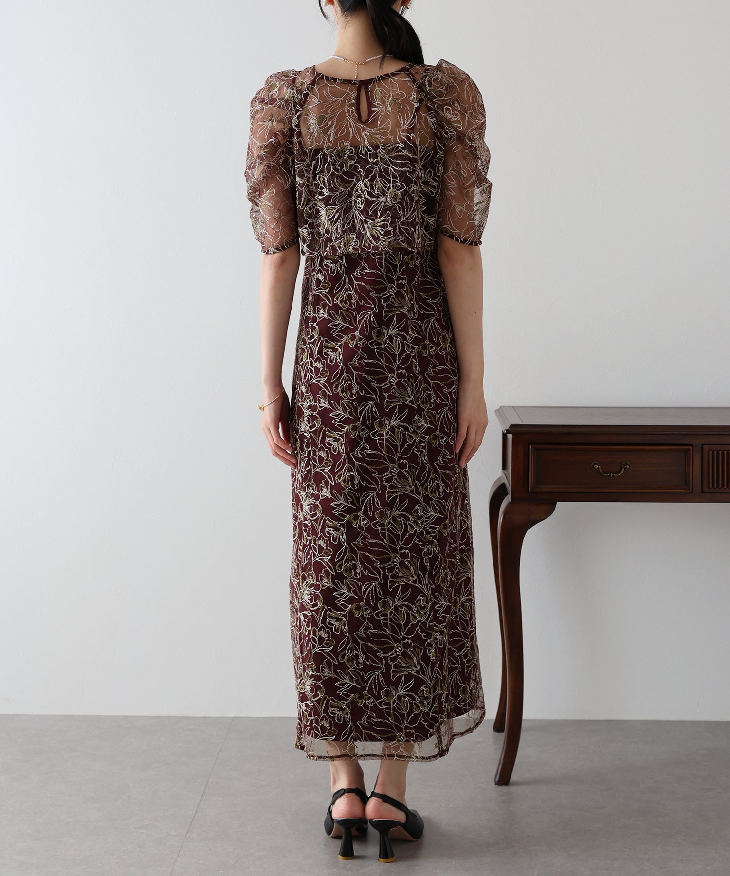 【TIME SALE】花柄刺繍レースセットドレス