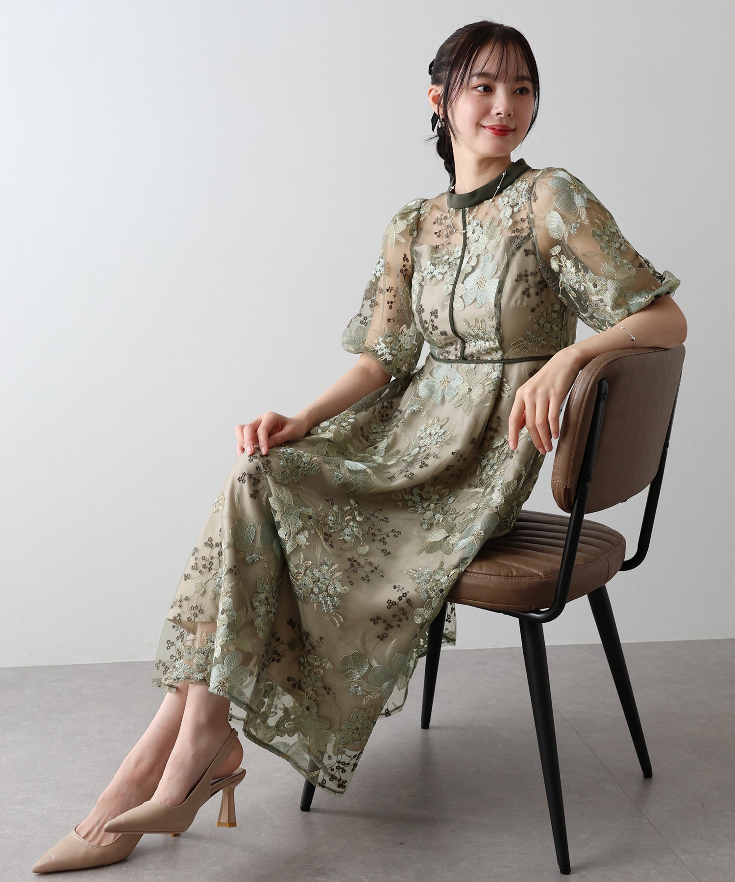 【TIME SALE】フラワーエンブロイダリ―ドレス