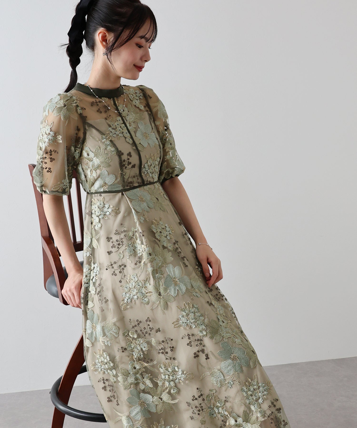 【TIME SALE】フラワーエンブロイダリ―ドレス