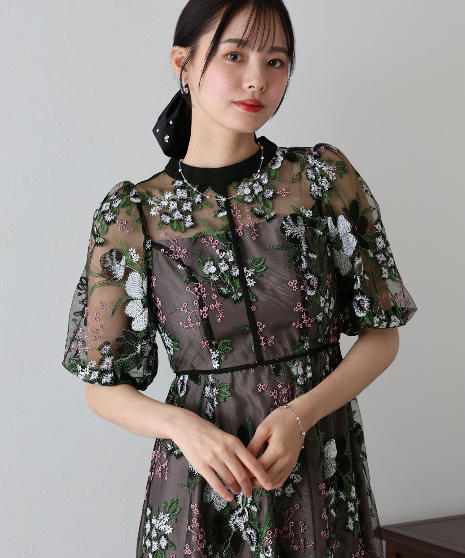 【TIME SALE】フラワーエンブロイダリ―ドレス