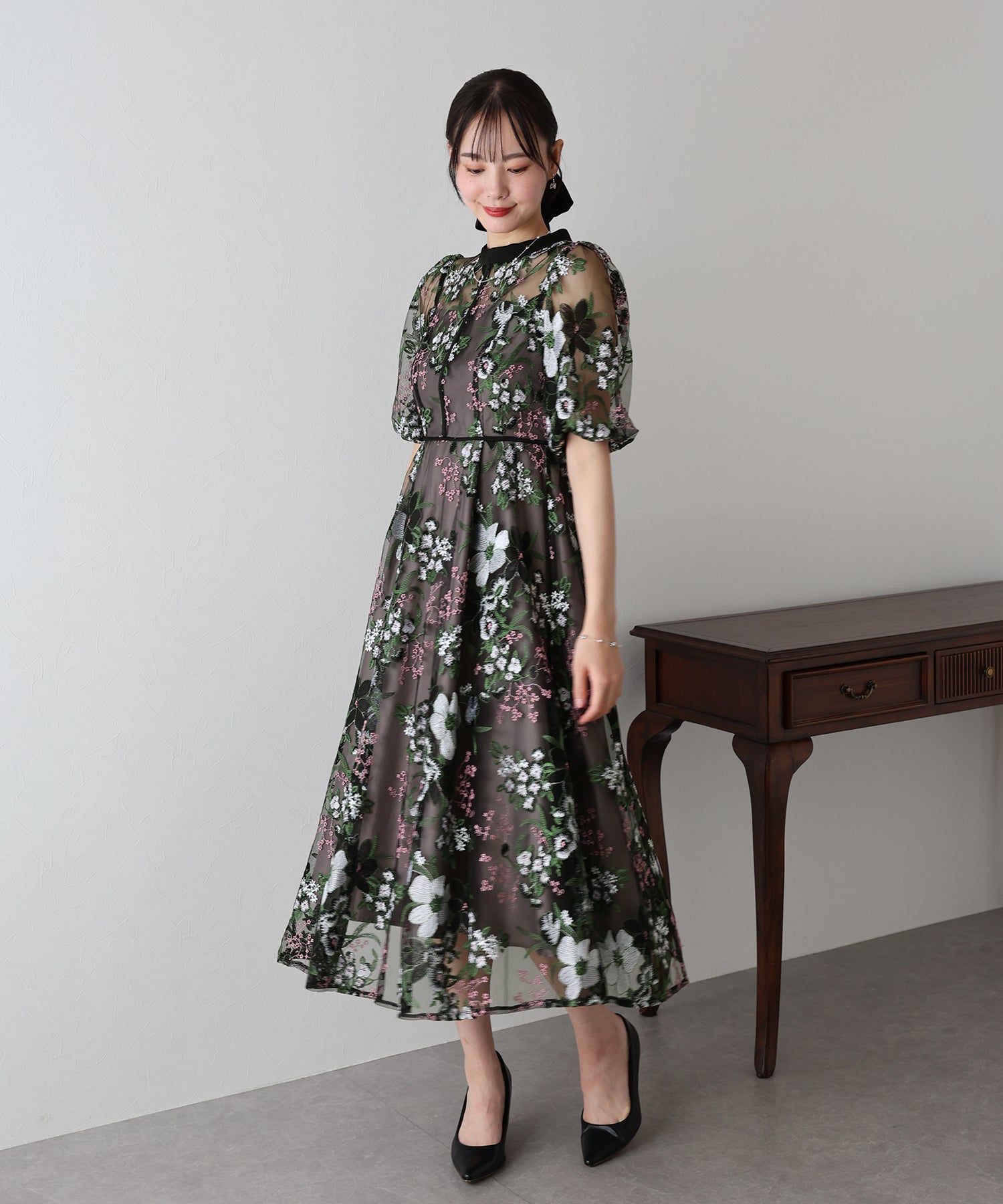 【TIME SALE】フラワーエンブロイダリ―ドレス