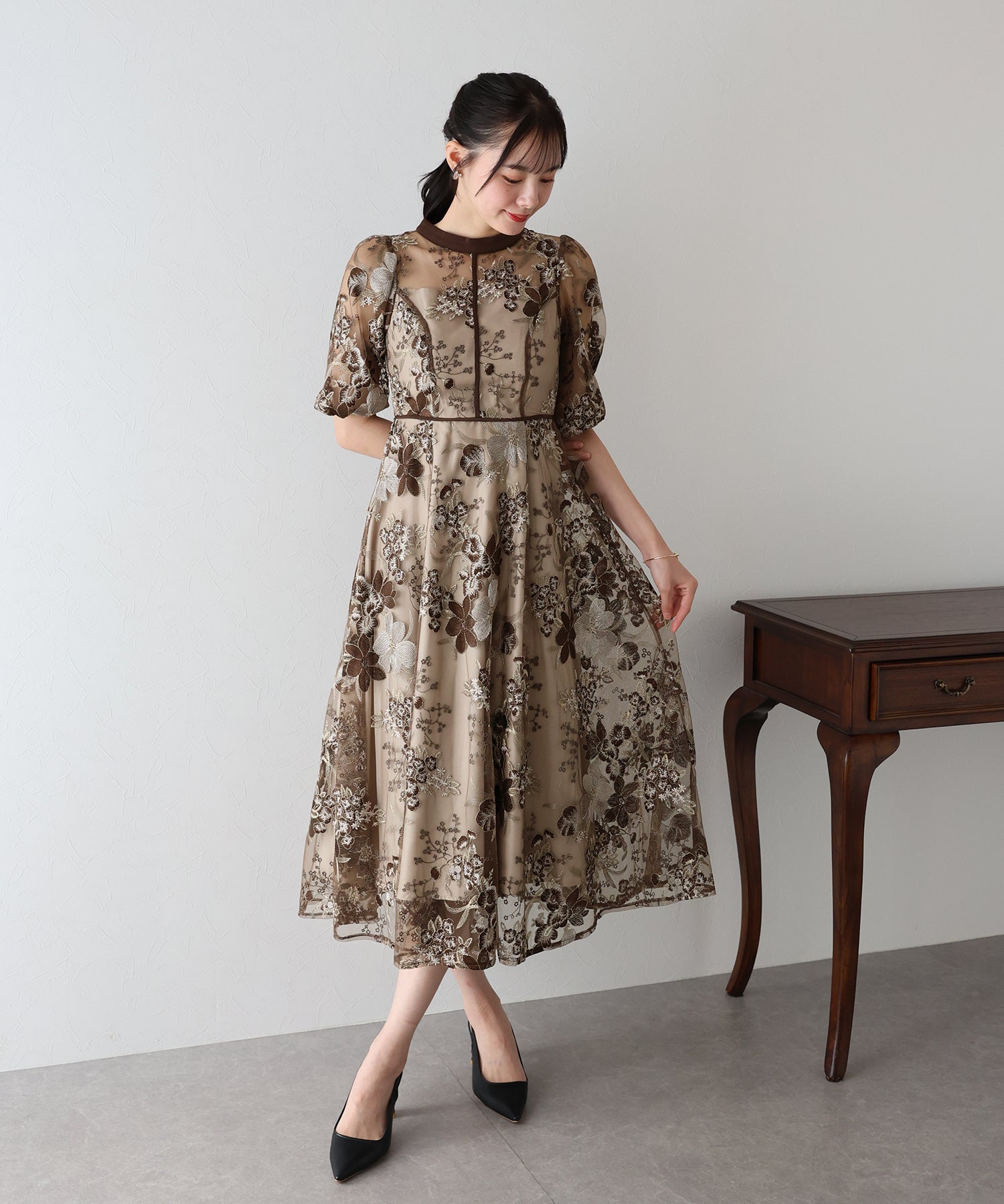 【TIME SALE】フラワーエンブロイダリ―ドレス