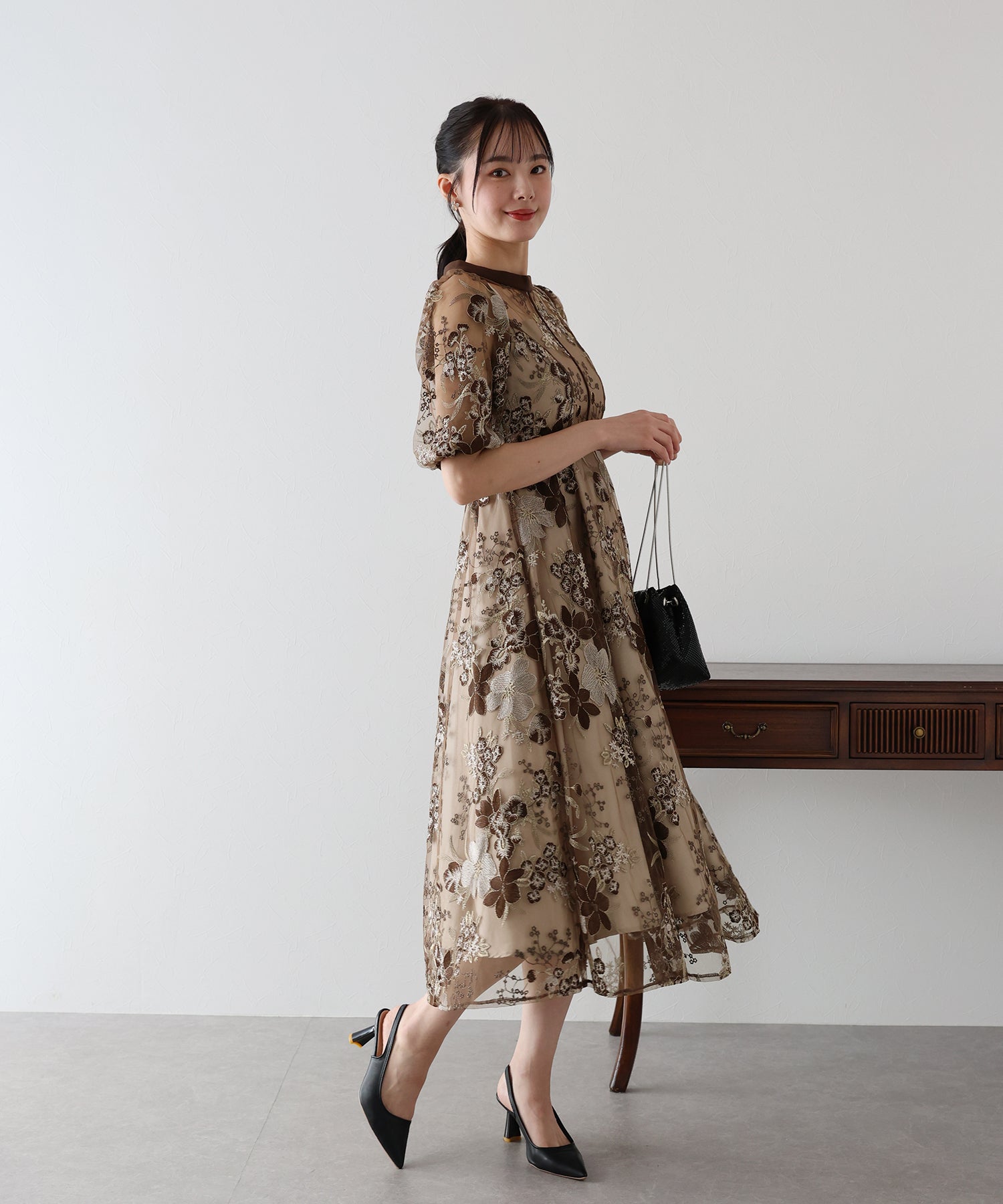 【TIME SALE】フラワーエンブロイダリ―ドレス