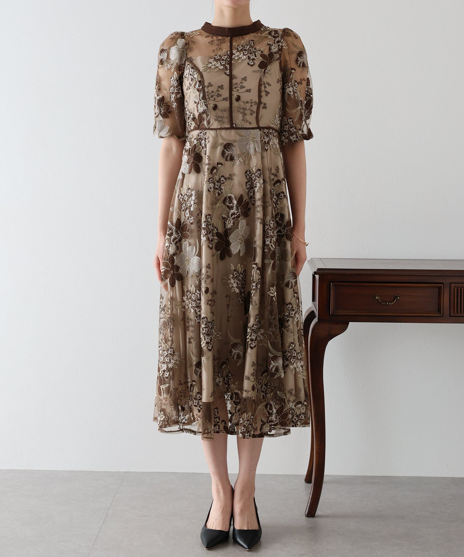 【TIME SALE】フラワーエンブロイダリ―ドレス