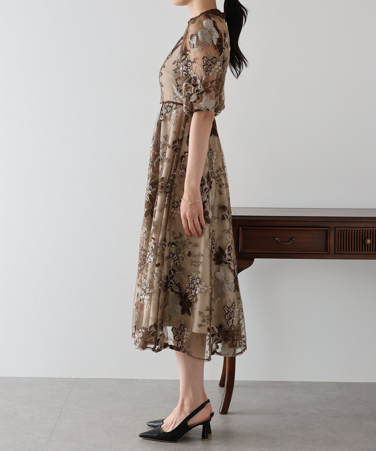 【TIME SALE】フラワーエンブロイダリ―ドレス