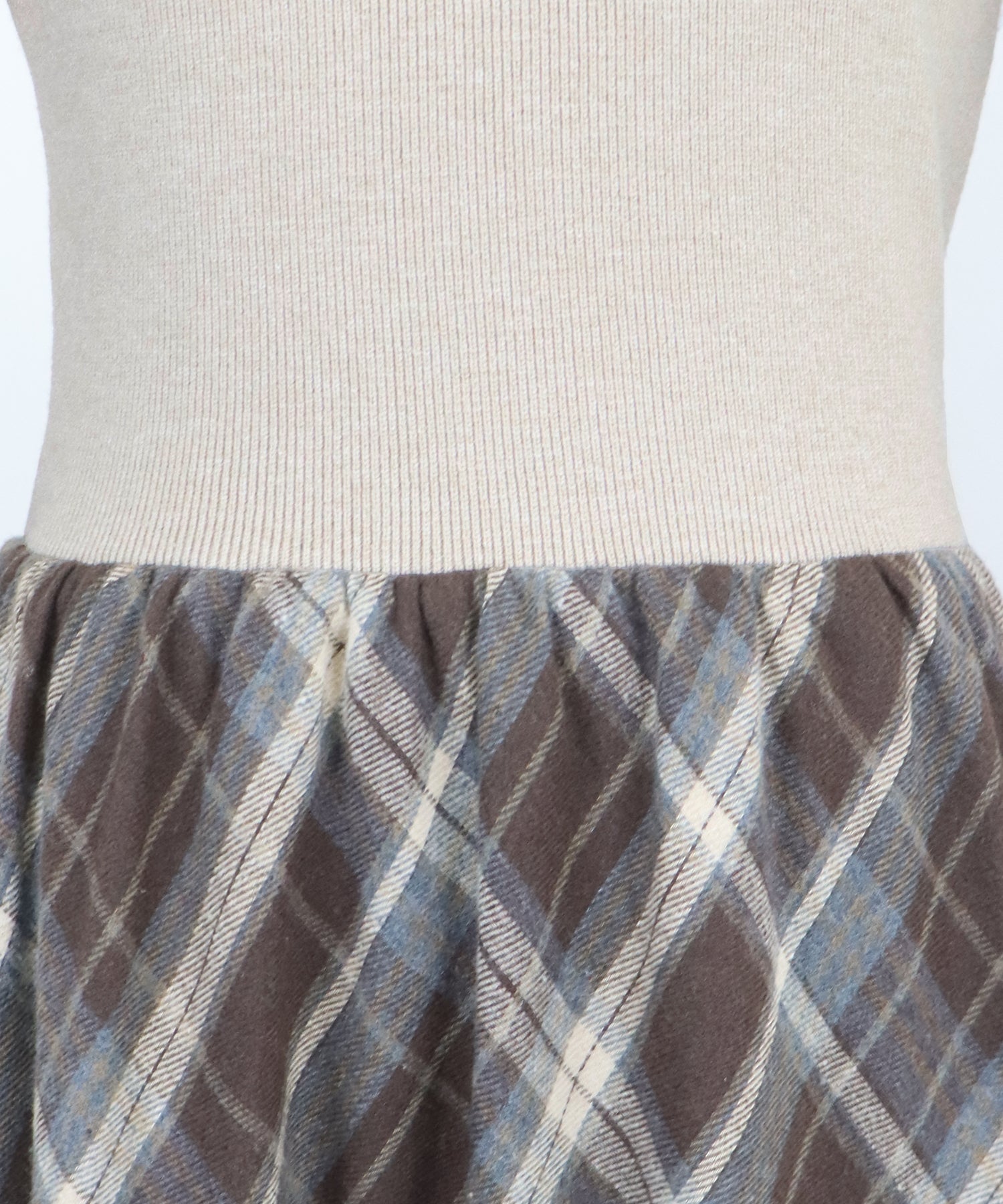 【TIME SALE】チェックドッキングニットワンピース