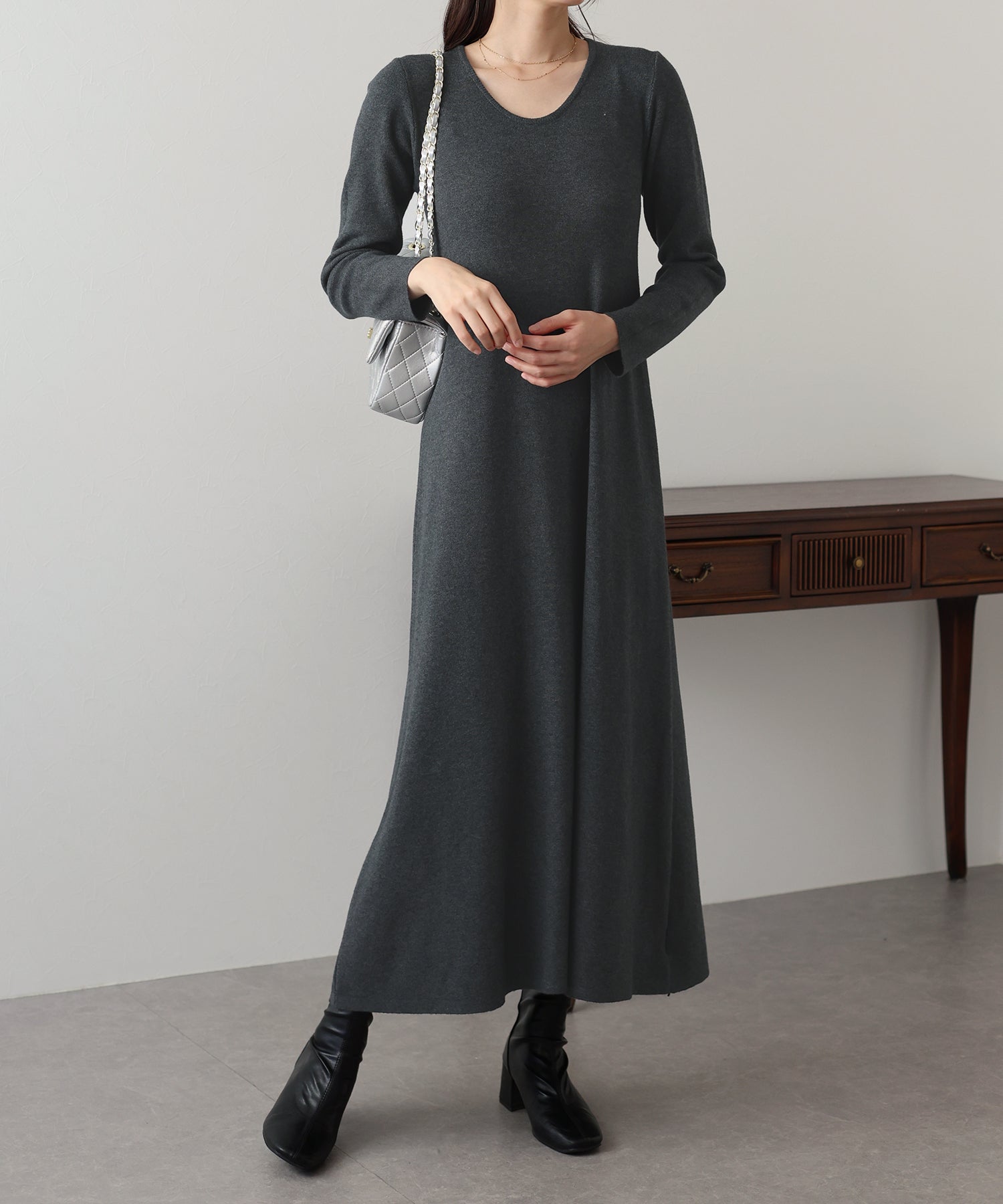 【TIME SALE】ロングニットワンピース