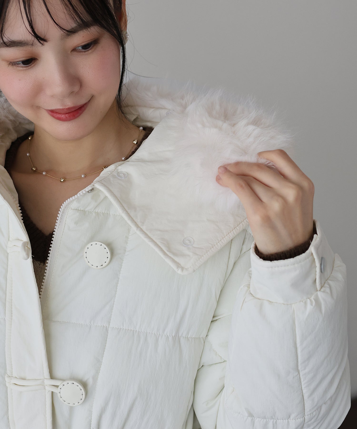 【TIME SALE】ウェストマークファー衿ロングダウン