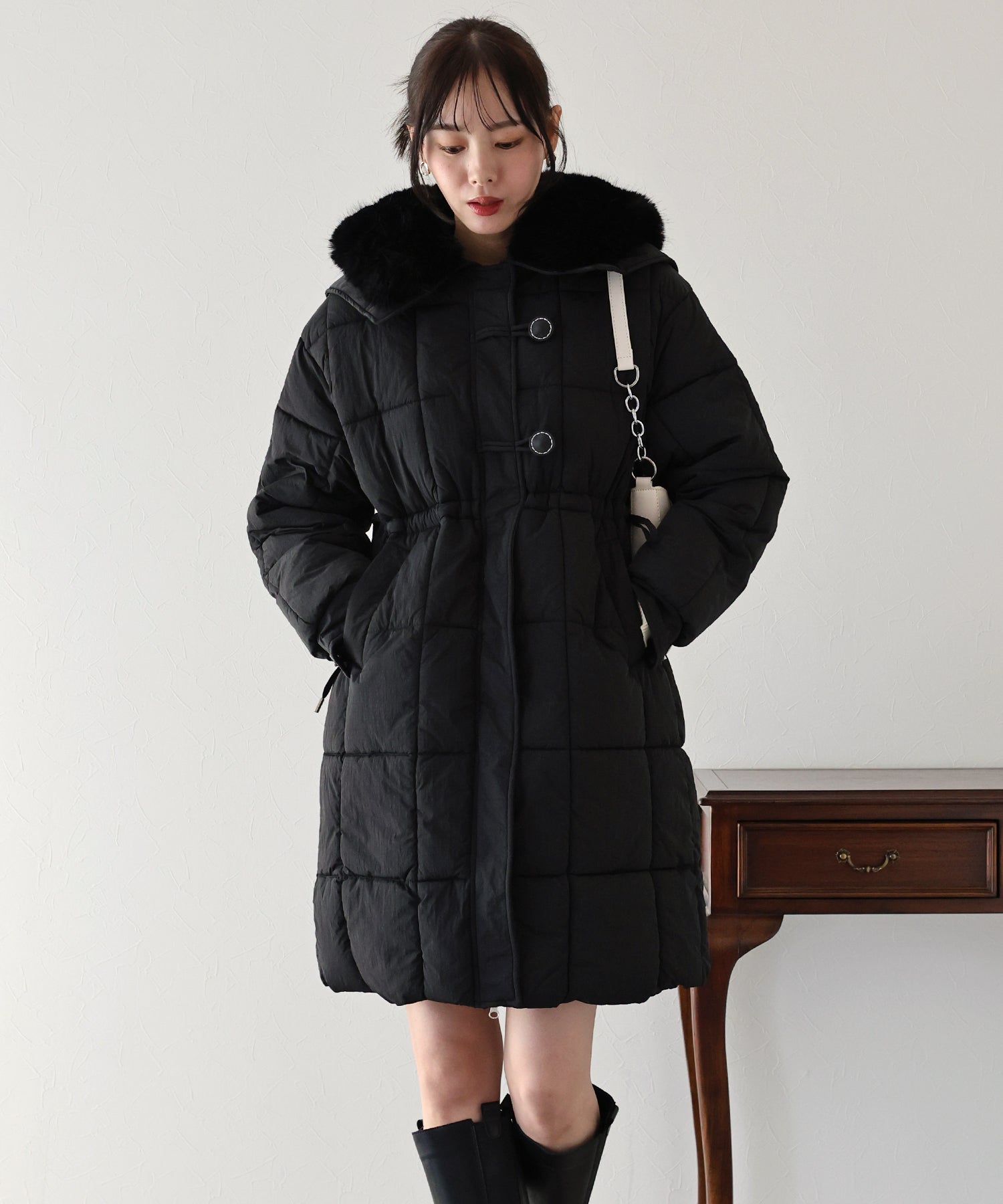 【TIME SALE】ウェストマークファー衿ロングダウン