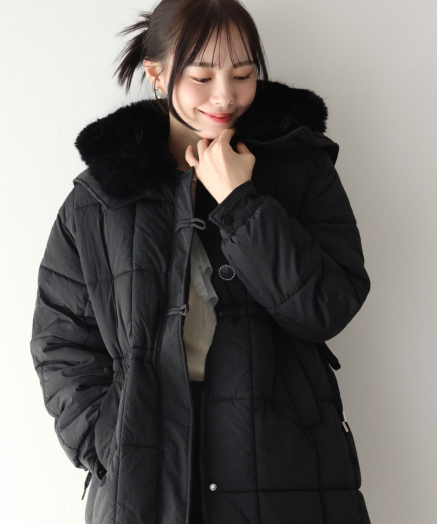 【TIME SALE】ウェストマークファー衿ロングダウン