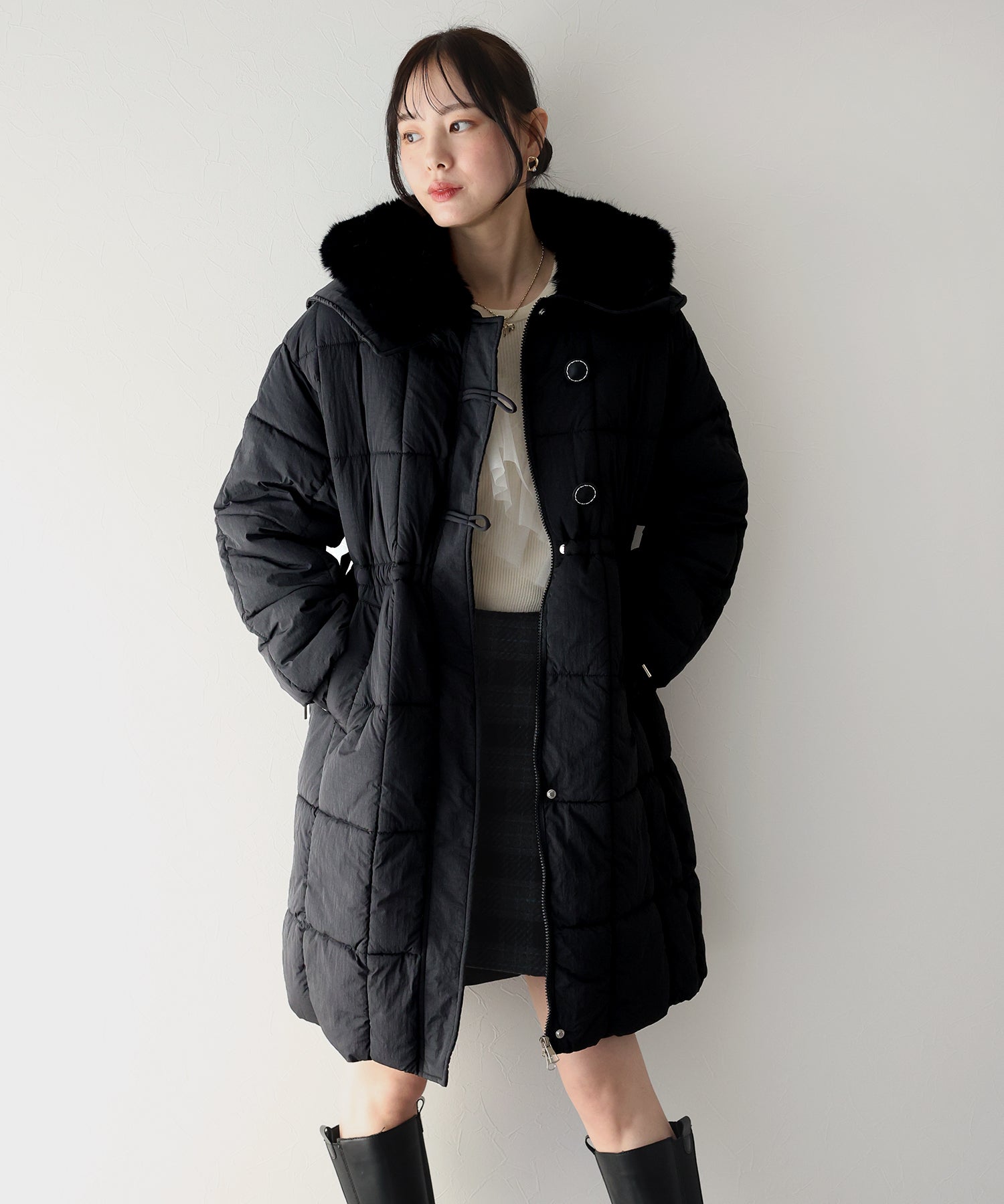 【TIME SALE】ウェストマークファー衿ロングダウン