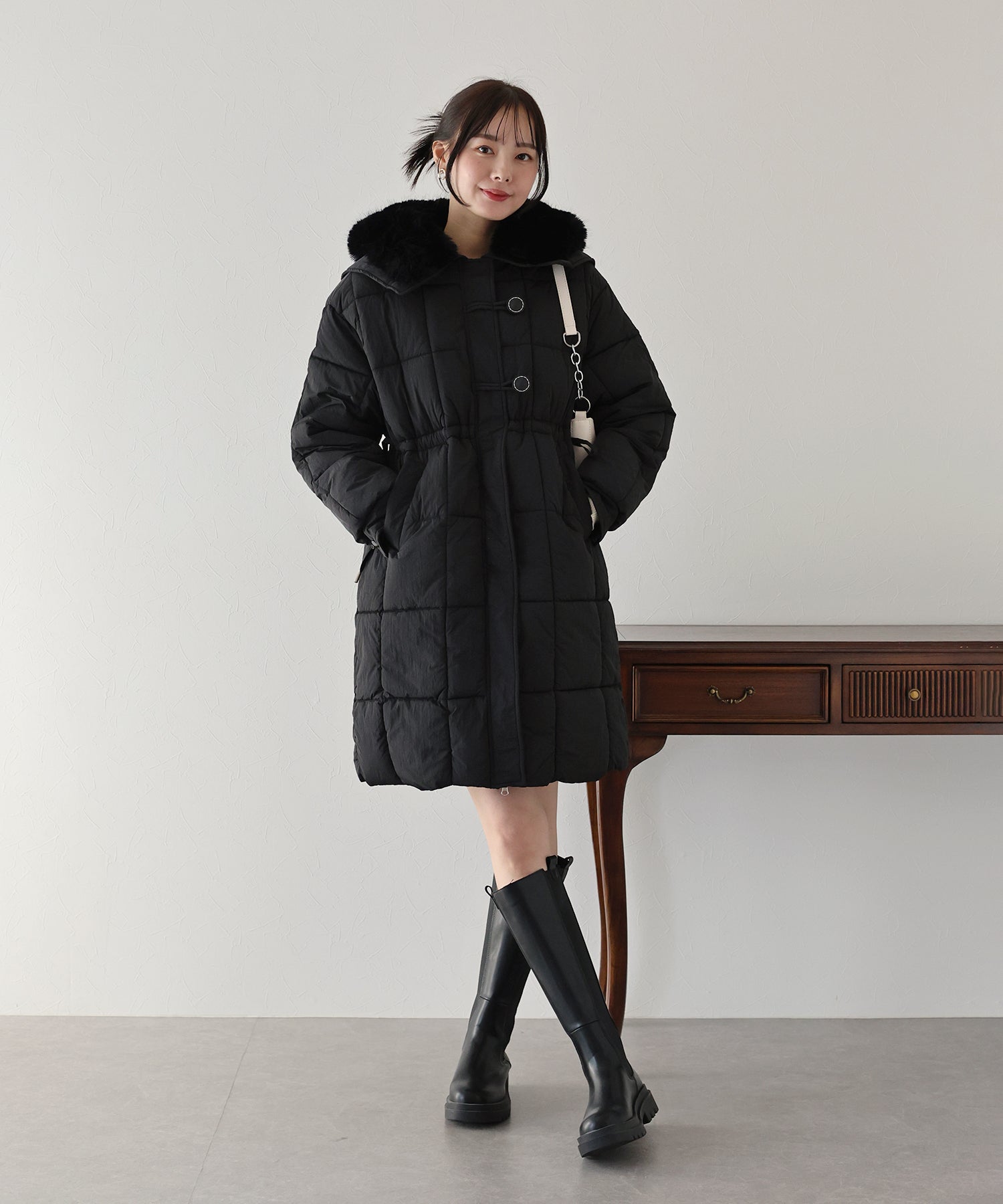 【TIME SALE】ウェストマークファー衿ロングダウン