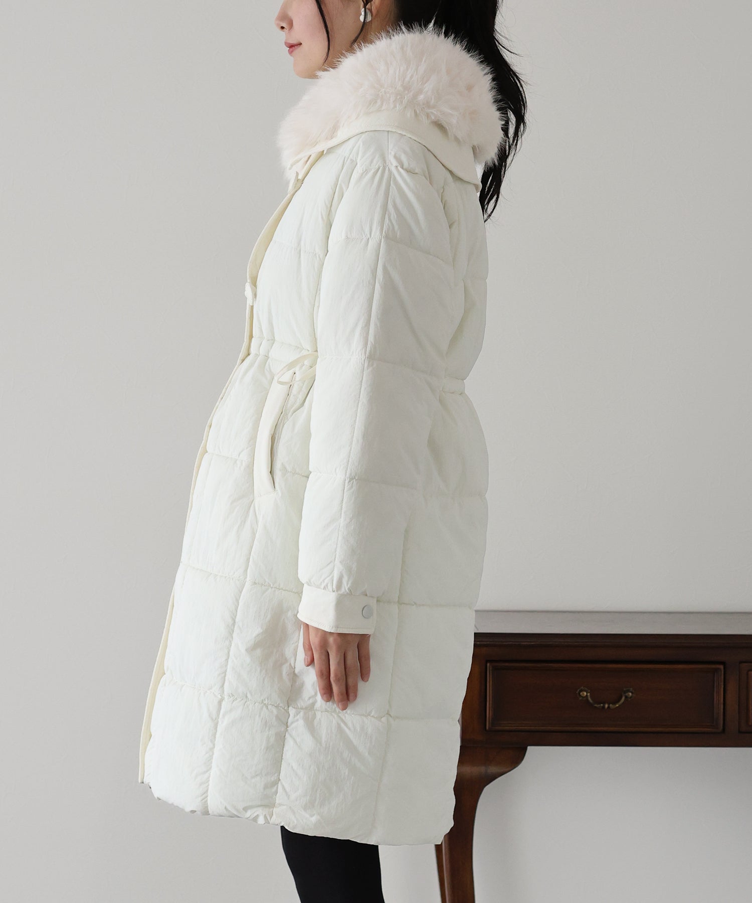 【TIME SALE】ウェストマークファー衿ロングダウン