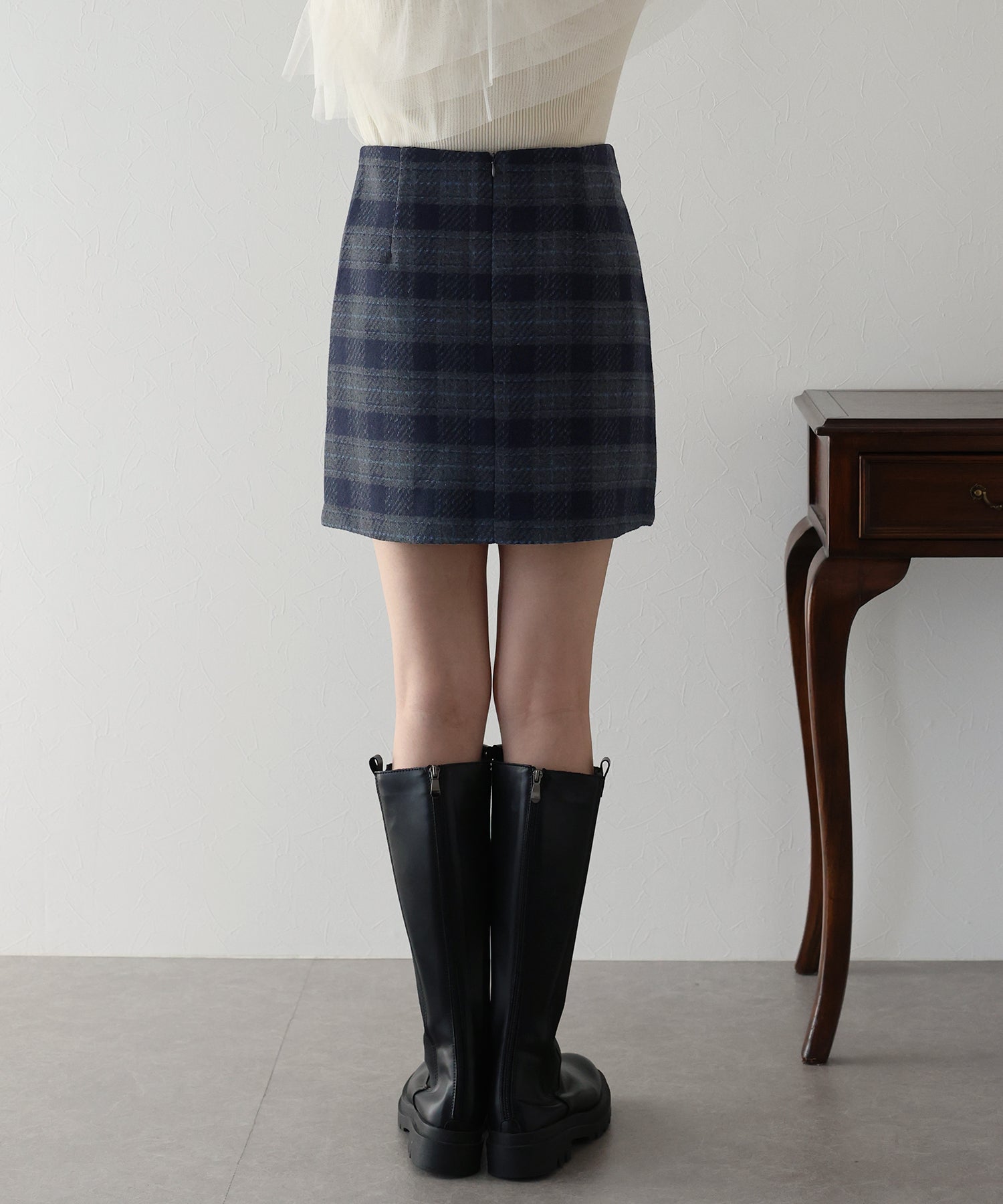 【SALE】チェック柄ラップミニスカート