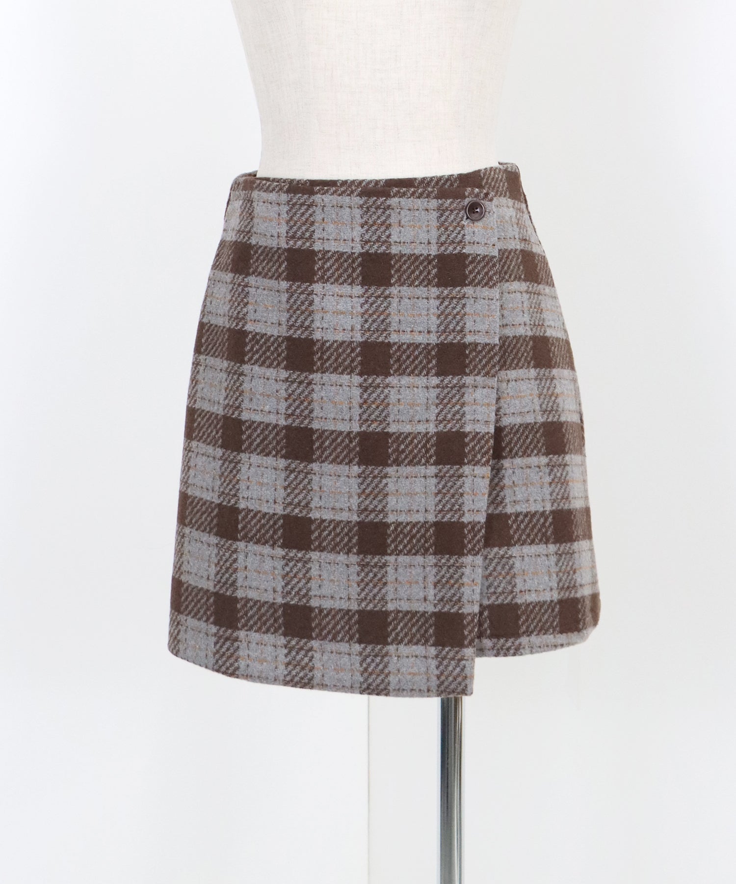 【SALE】チェック柄ラップミニスカート