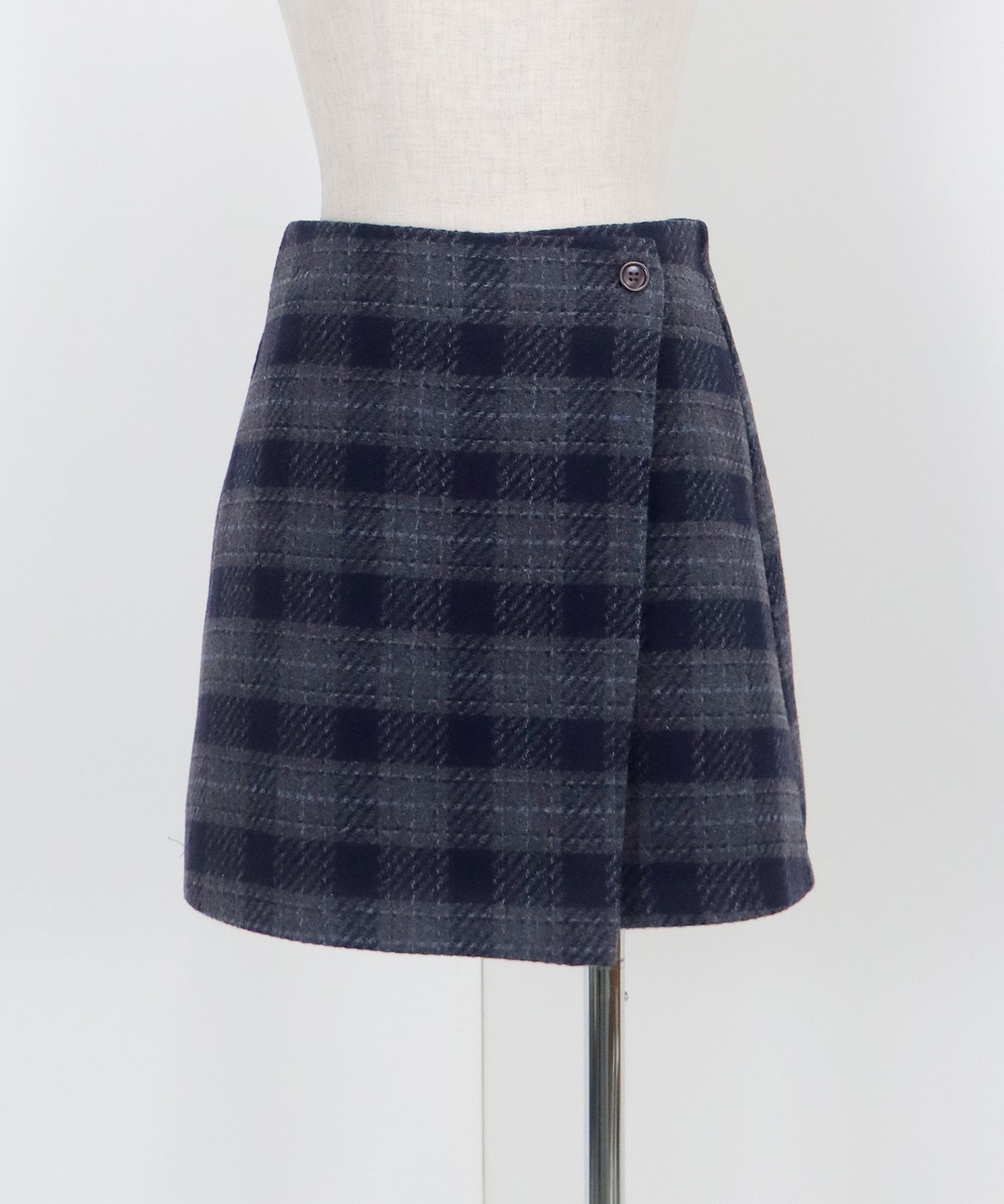 【SALE】チェック柄ラップミニスカート