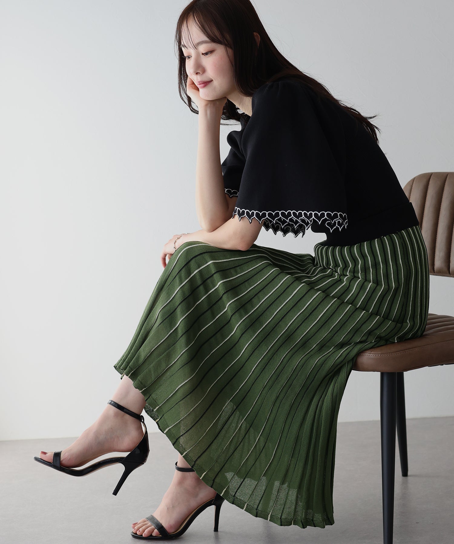 【SALE】シアーストライプニットスカート