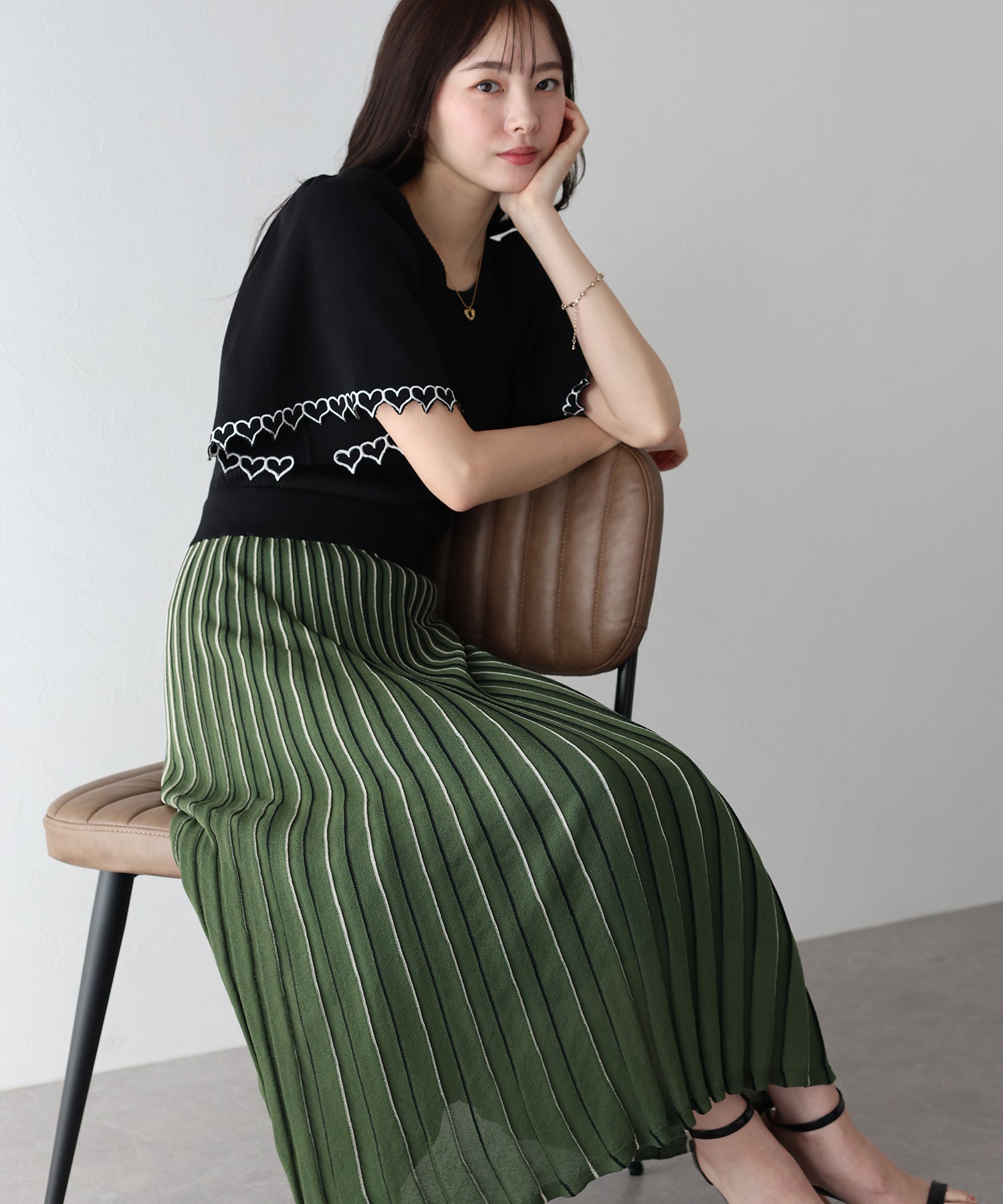 【SALE】シアーストライプニットスカート